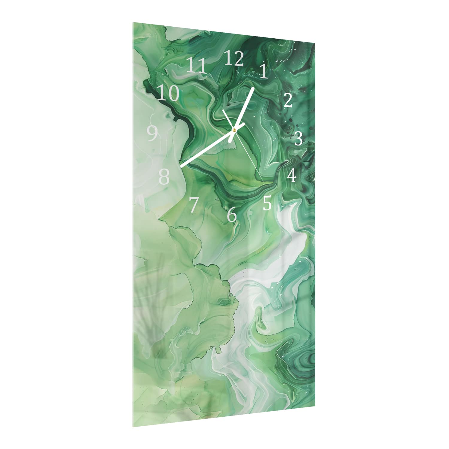 Wandklok 30x60  - Gehard Glas - Groene Waterverf Textuur