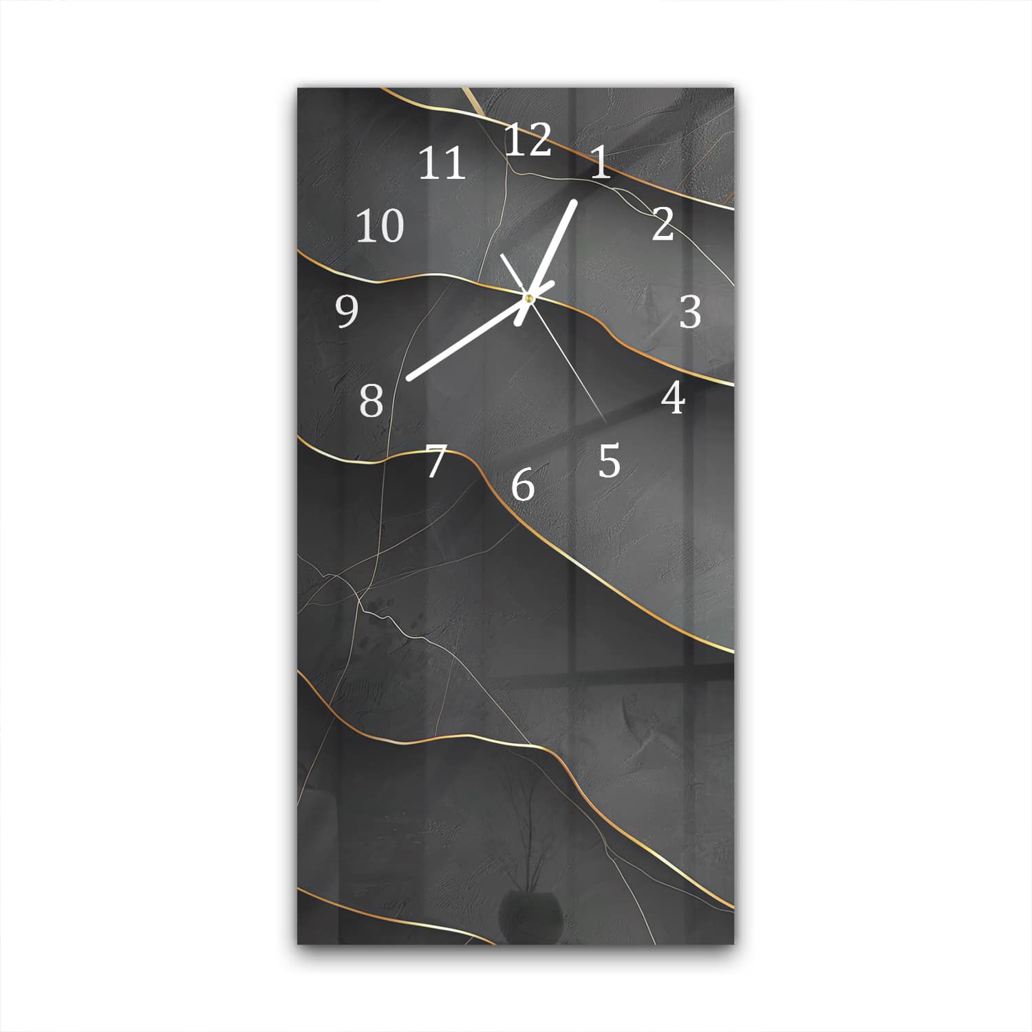 Wandklok 30x60  - Gehard Glas - Abstracte Zwart/Gouden Textuur