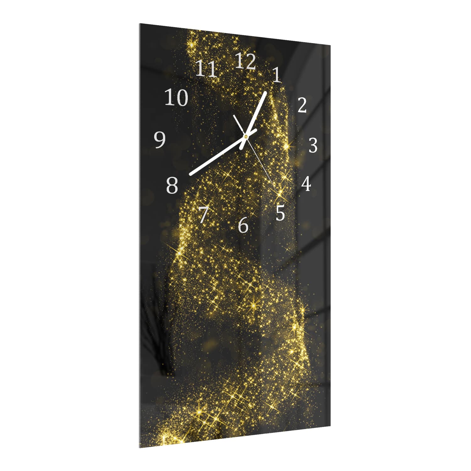 Wandklok 30x60  - Gehard Glas - Gouden Glitter Spiraal