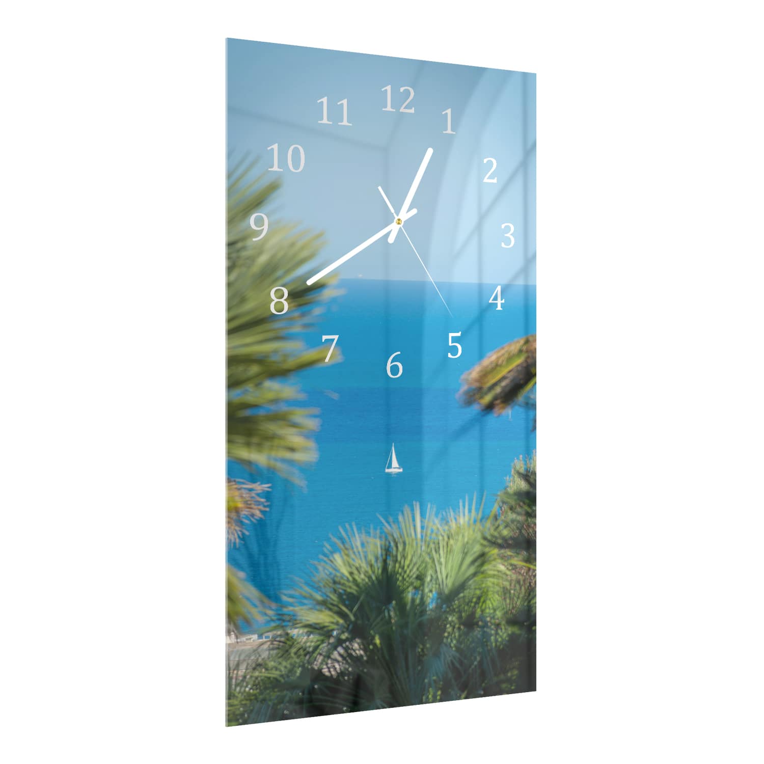 Wandklok 30x60  - Gehard Glas - Zeilboot op Zee