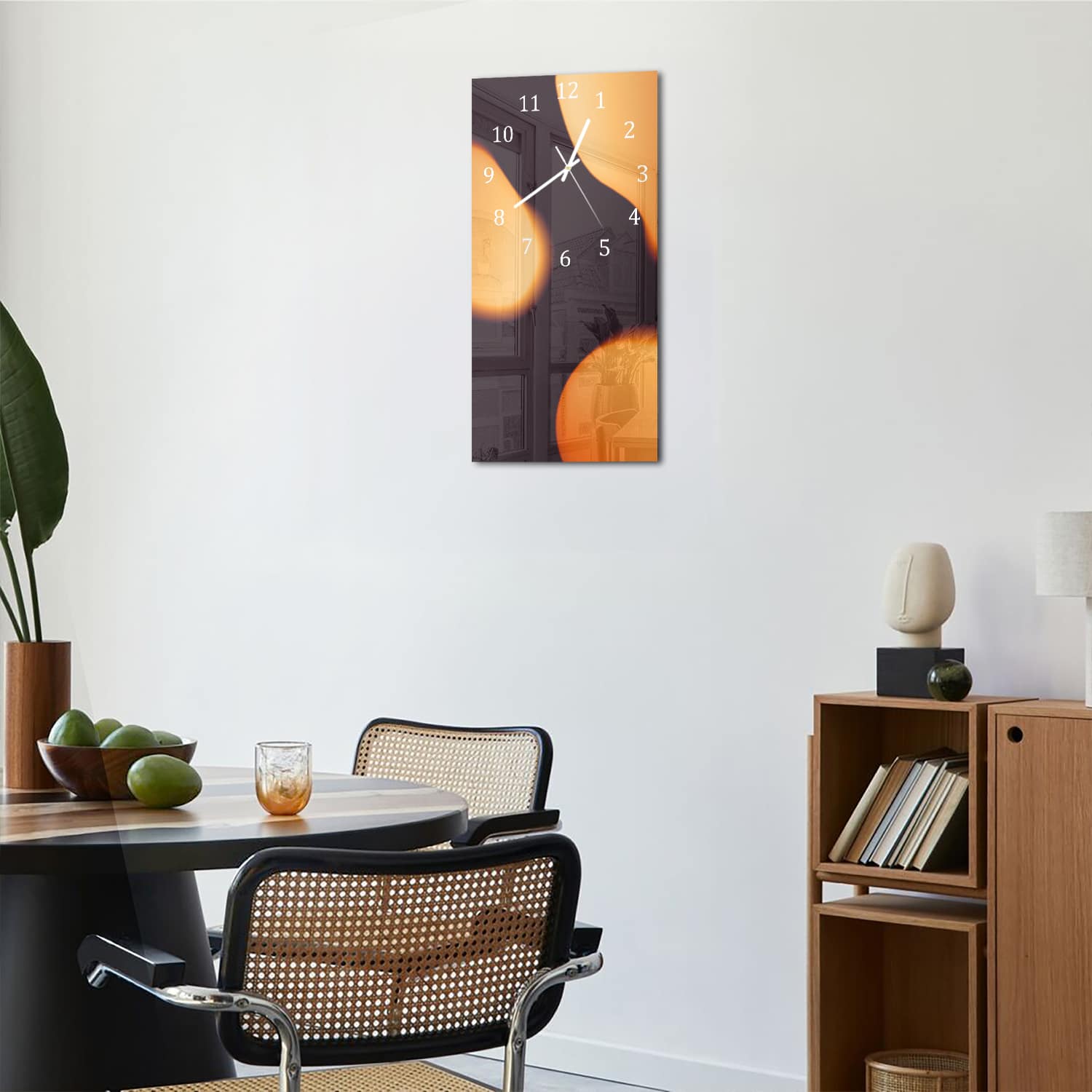 Wandklok 30x60  - Gehard Glas - Abstracte Oranje Vormen
