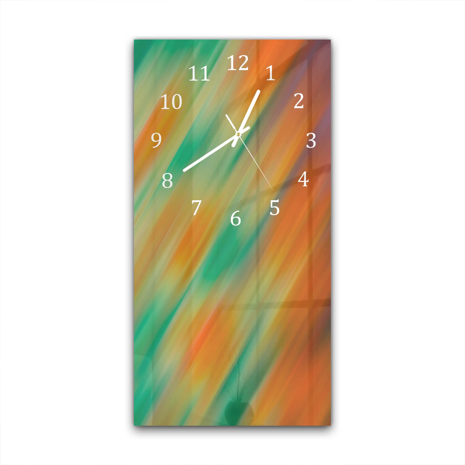 Wandklok 30x60  - Gehard Glas - Oranje & Groene Abstractie