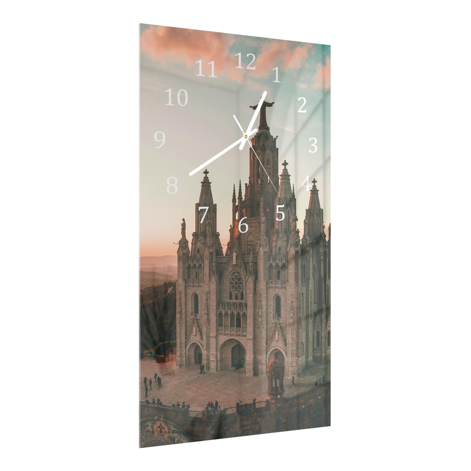 Wandklok 30x60  - Gehard Glas - Tibidabo bij Zonsondergang