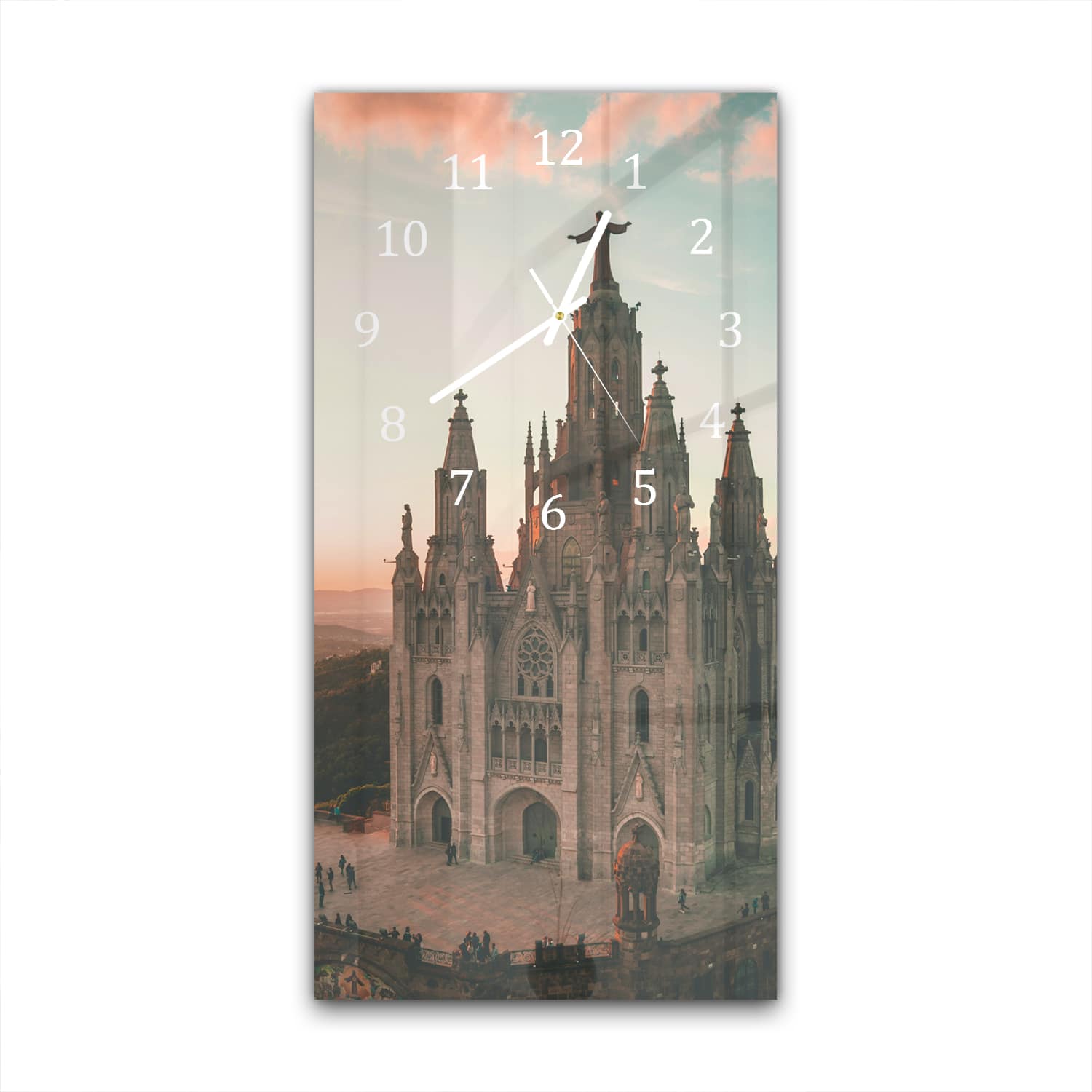 Wandklok 30x60  - Gehard Glas - Tibidabo bij Zonsondergang