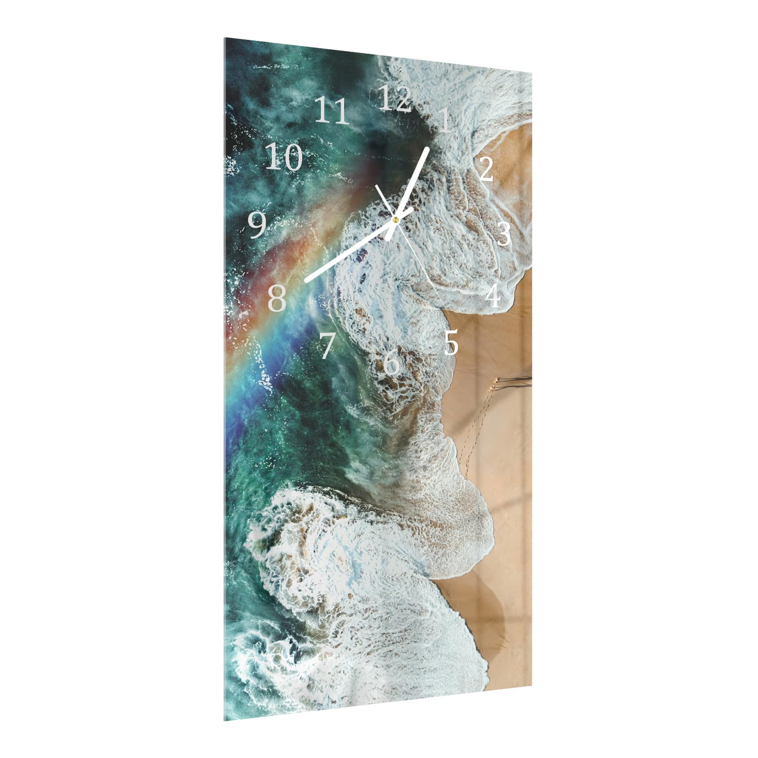 Wandklok 30x60  - Gehard Glas - Regenboog op het Strand