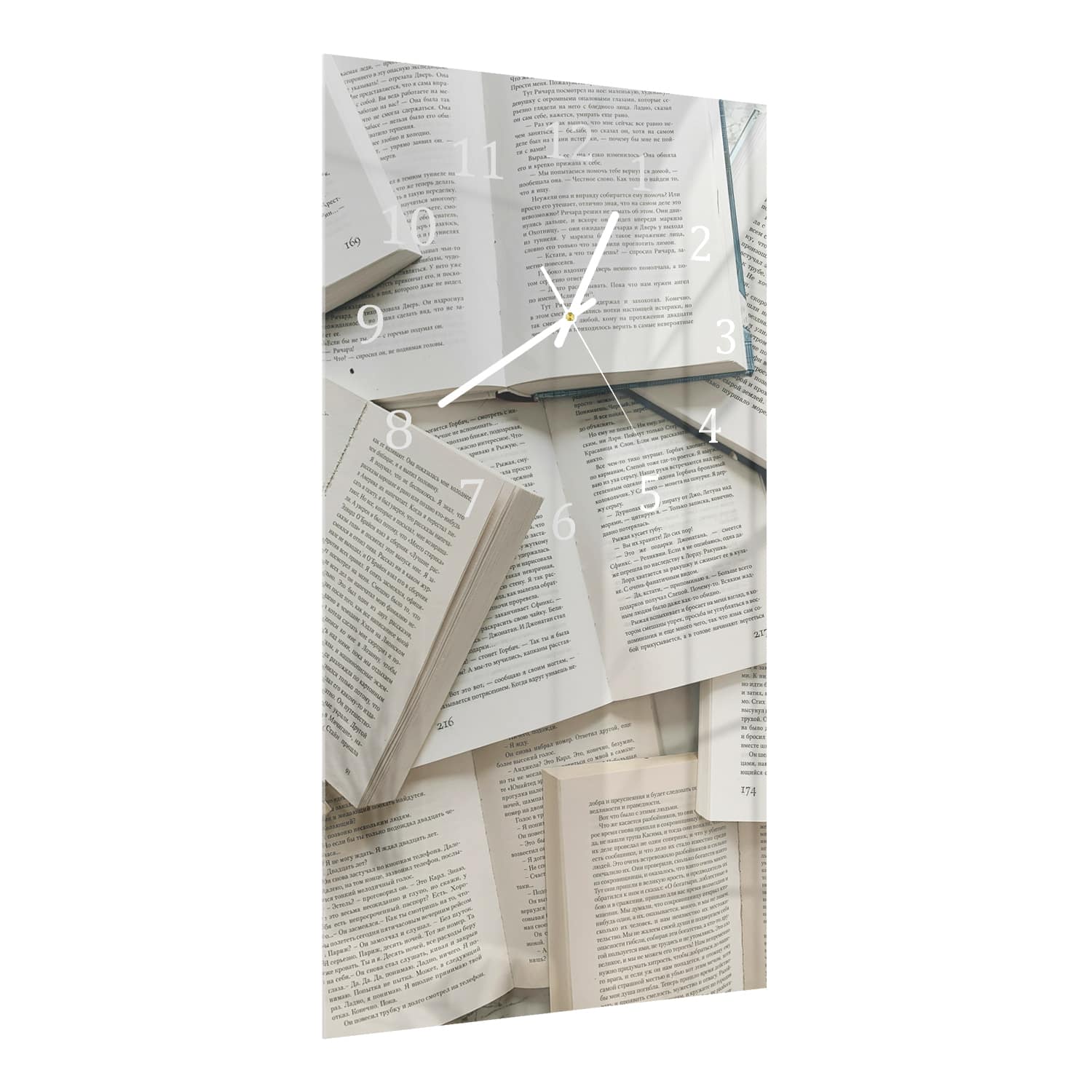 Wandklok 30x60  - Gehard Glas - Stapel met Boeken