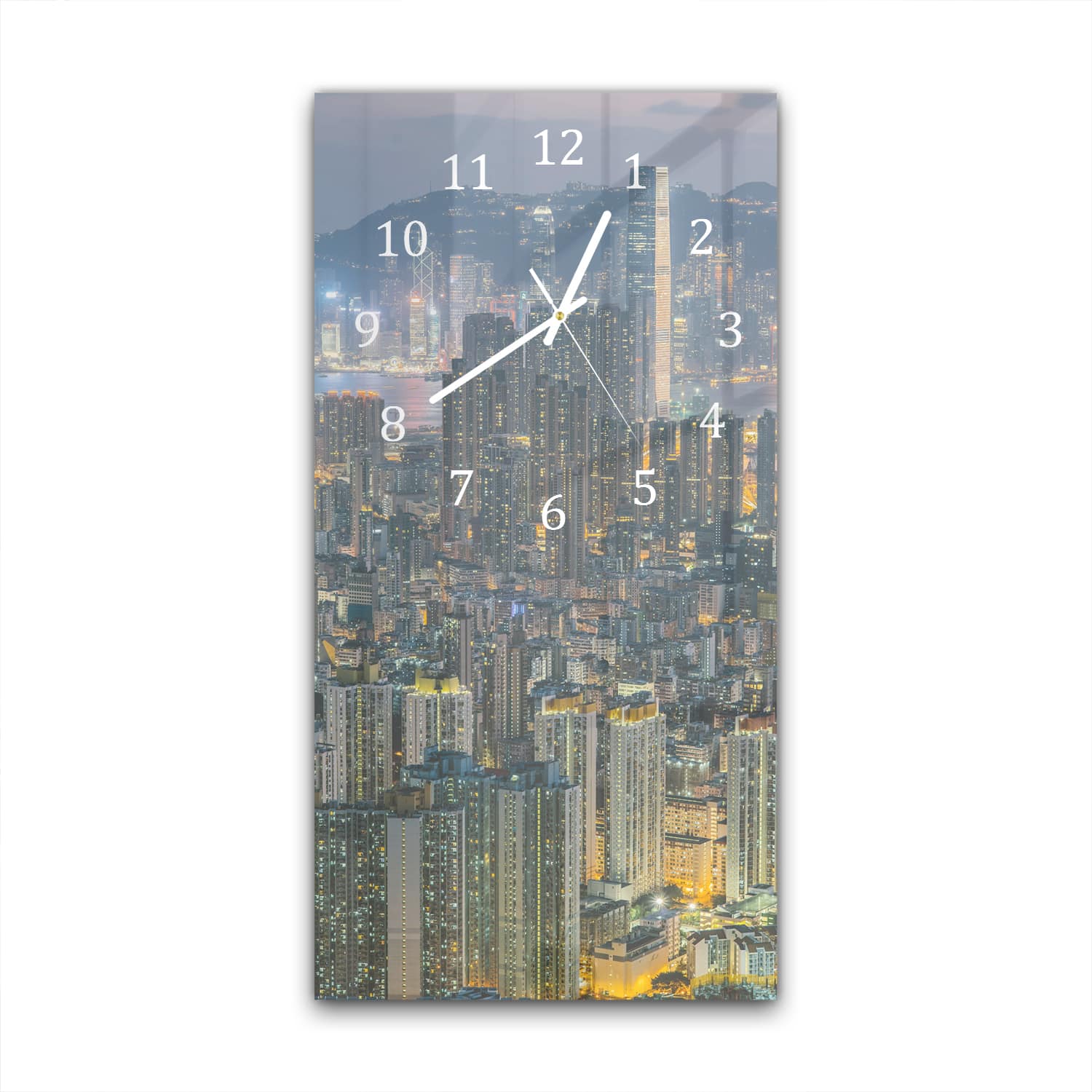 Wandklok 30x60  - Gehard Glas - Hong Kong in de Nacht