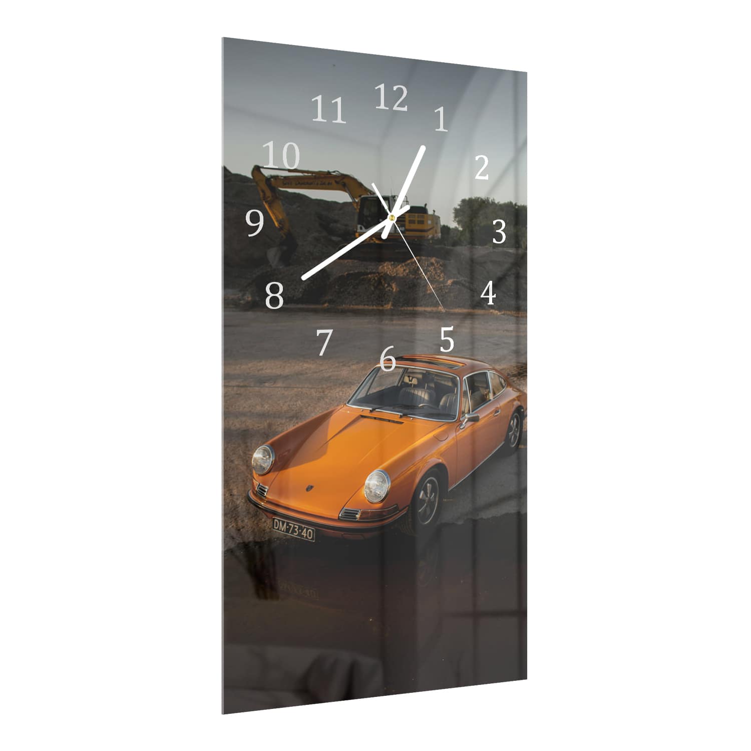 Wandklok 30x60  - Gehard Glas - Oranje Porsche