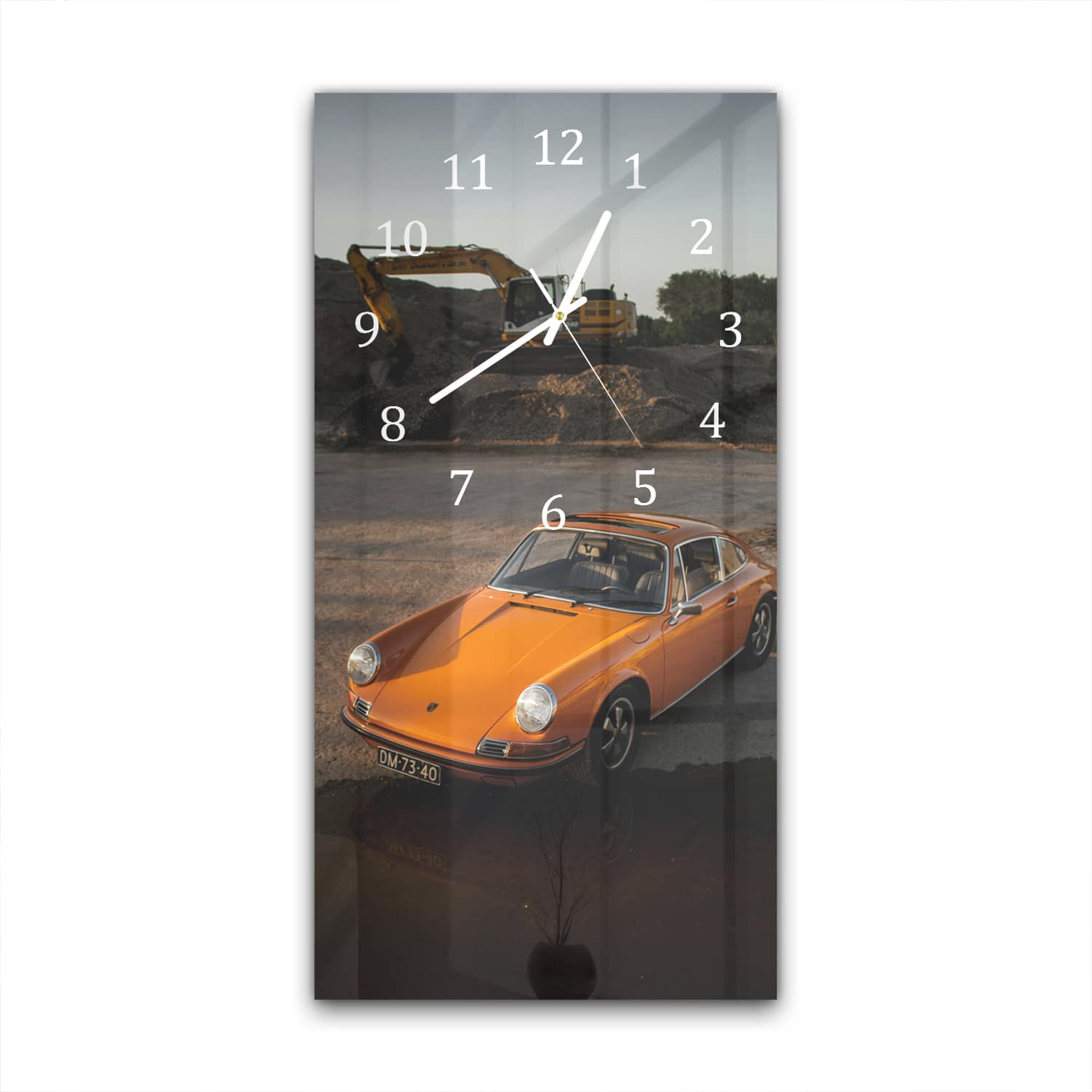 Wandklok 30x60  - Gehard Glas - Oranje Porsche