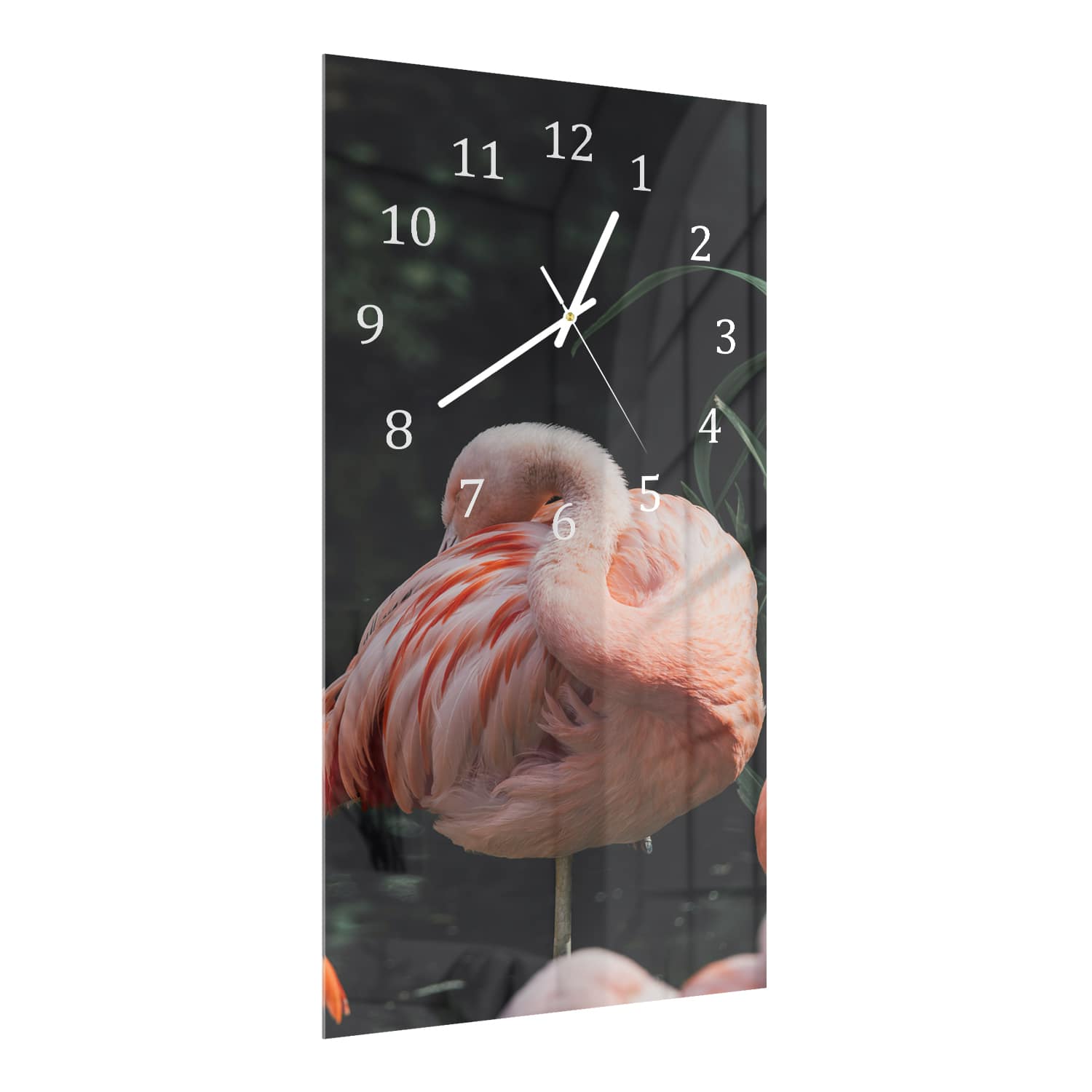 Wandklok 30x60  - Gehard Glas - Flamingo in de Natuur