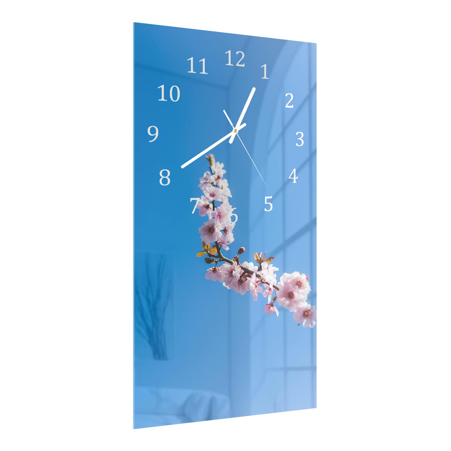 Wandklok 30x60  - Gehard Glas - Lente bloesem