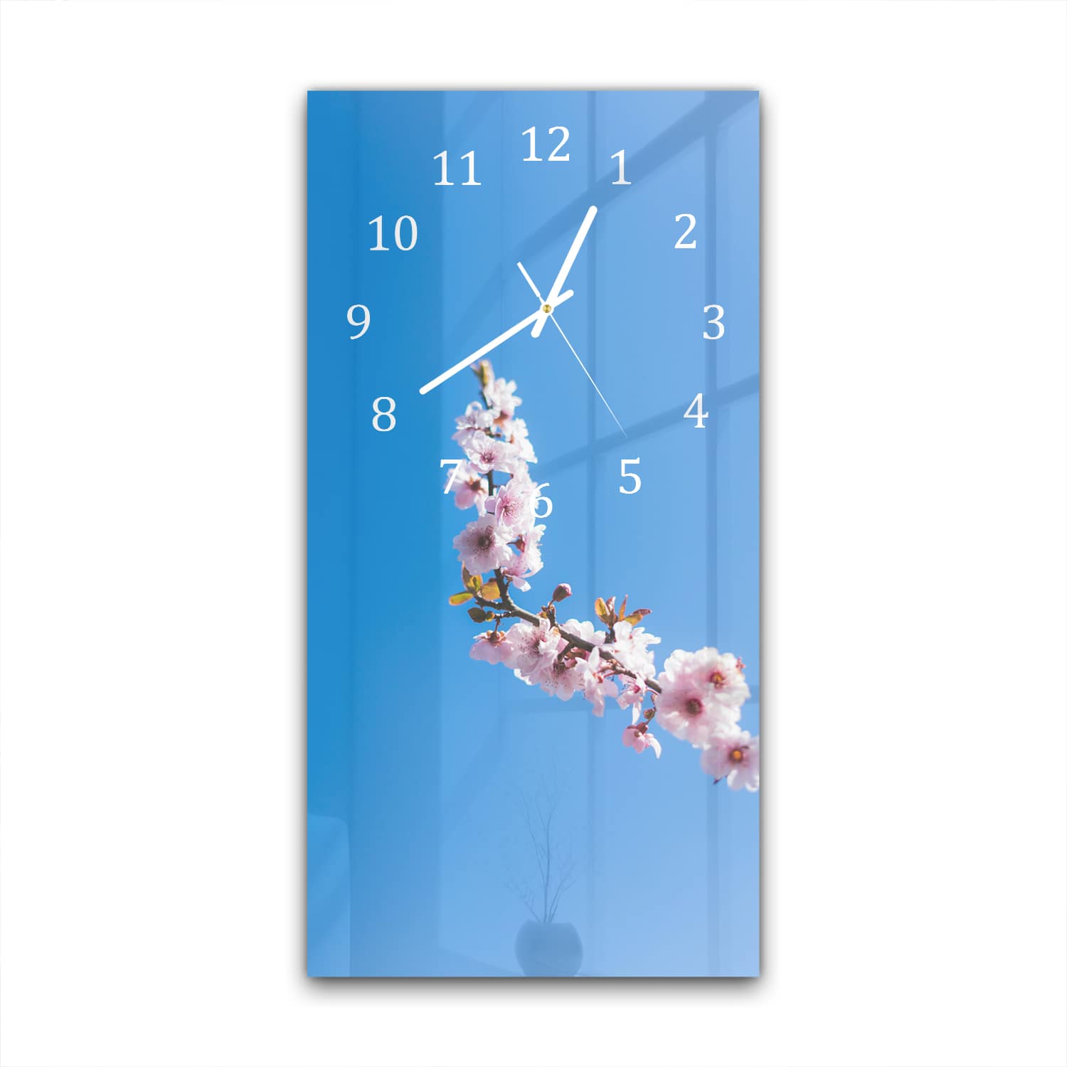 Wandklok 30x60  - Gehard Glas - Lente bloesem