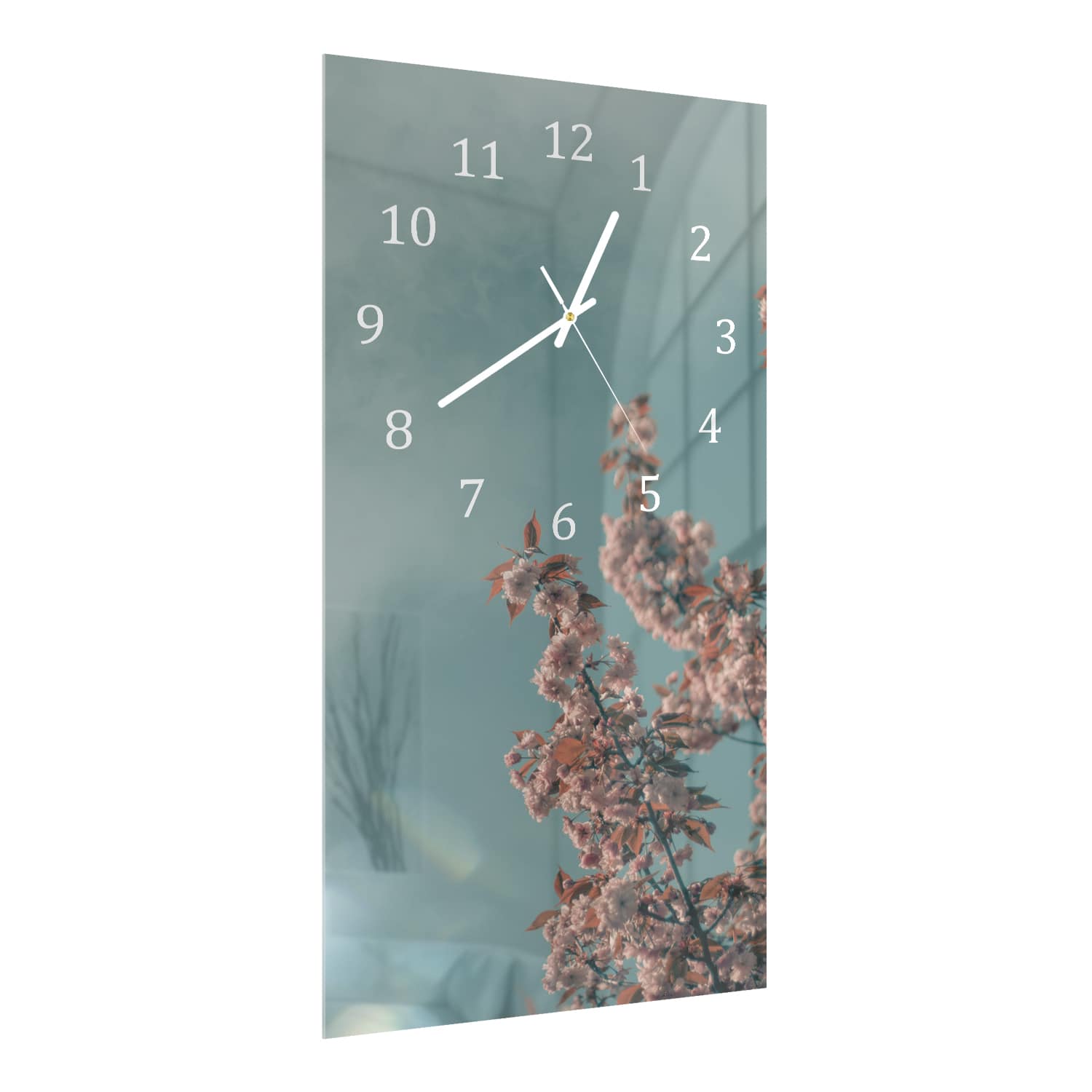 Wandklok 30x60  - Gehard Glas - Pastel Bloesem