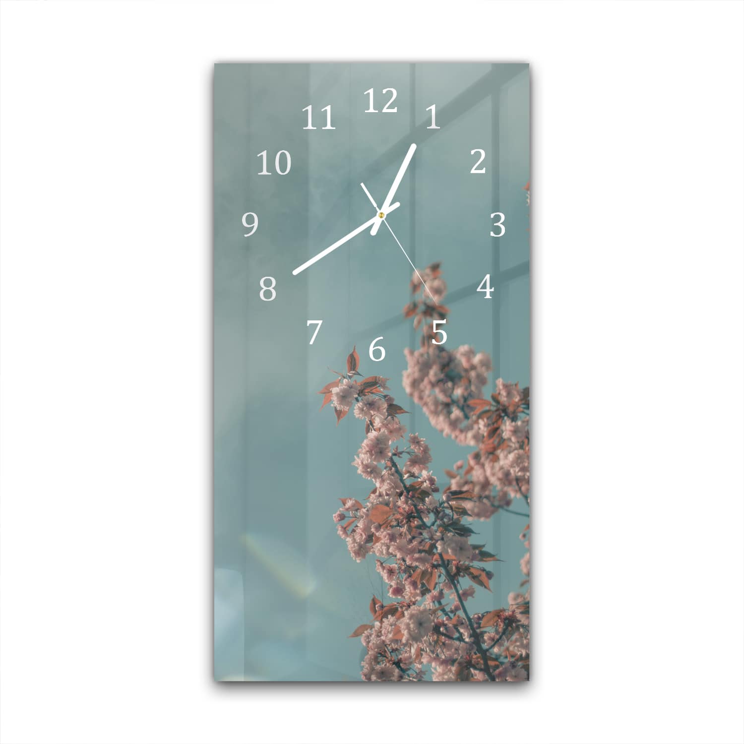 Wandklok 30x60  - Gehard Glas - Pastel Bloesem