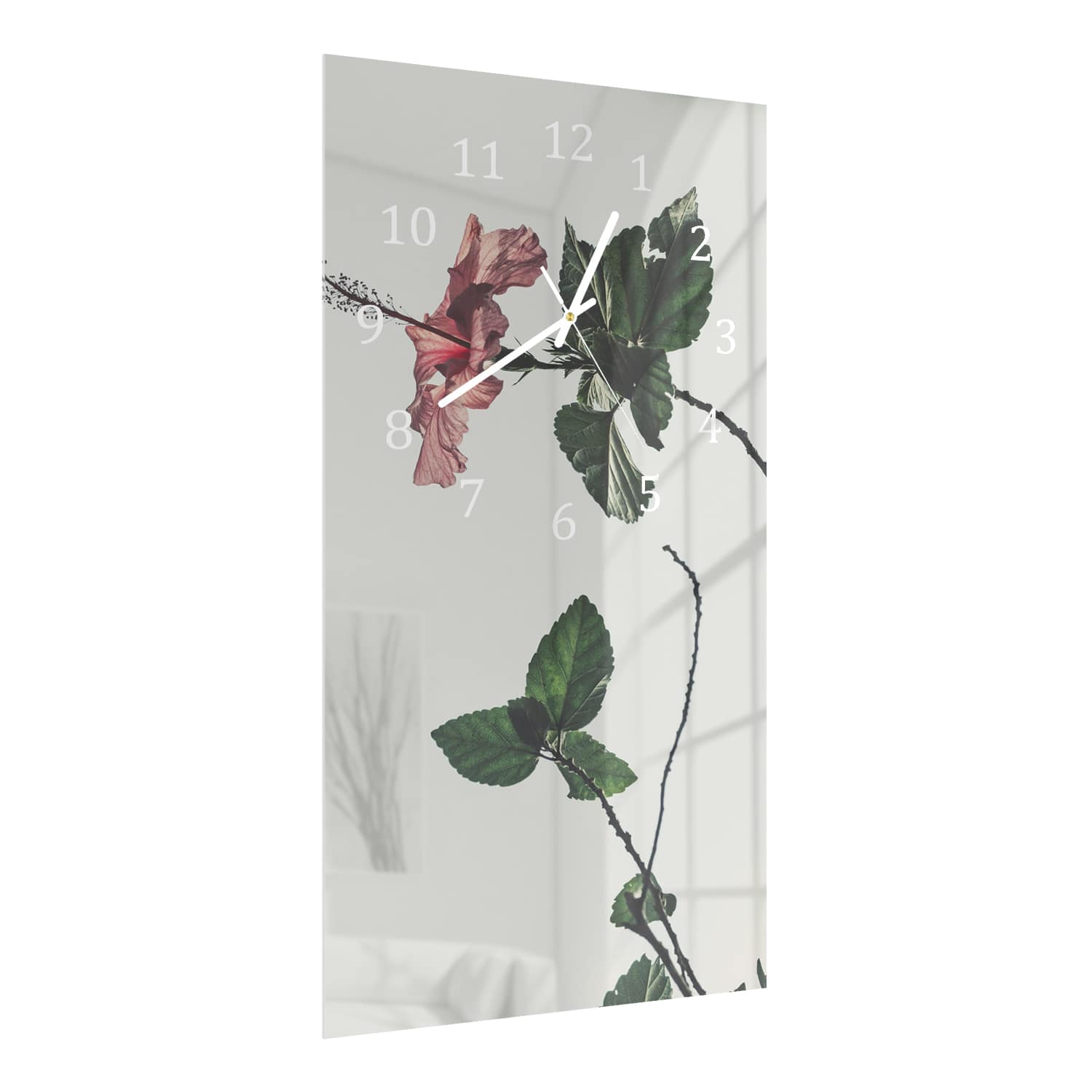 Wandklok 30x60  - Gehard Glas - Elegante Hibiscus