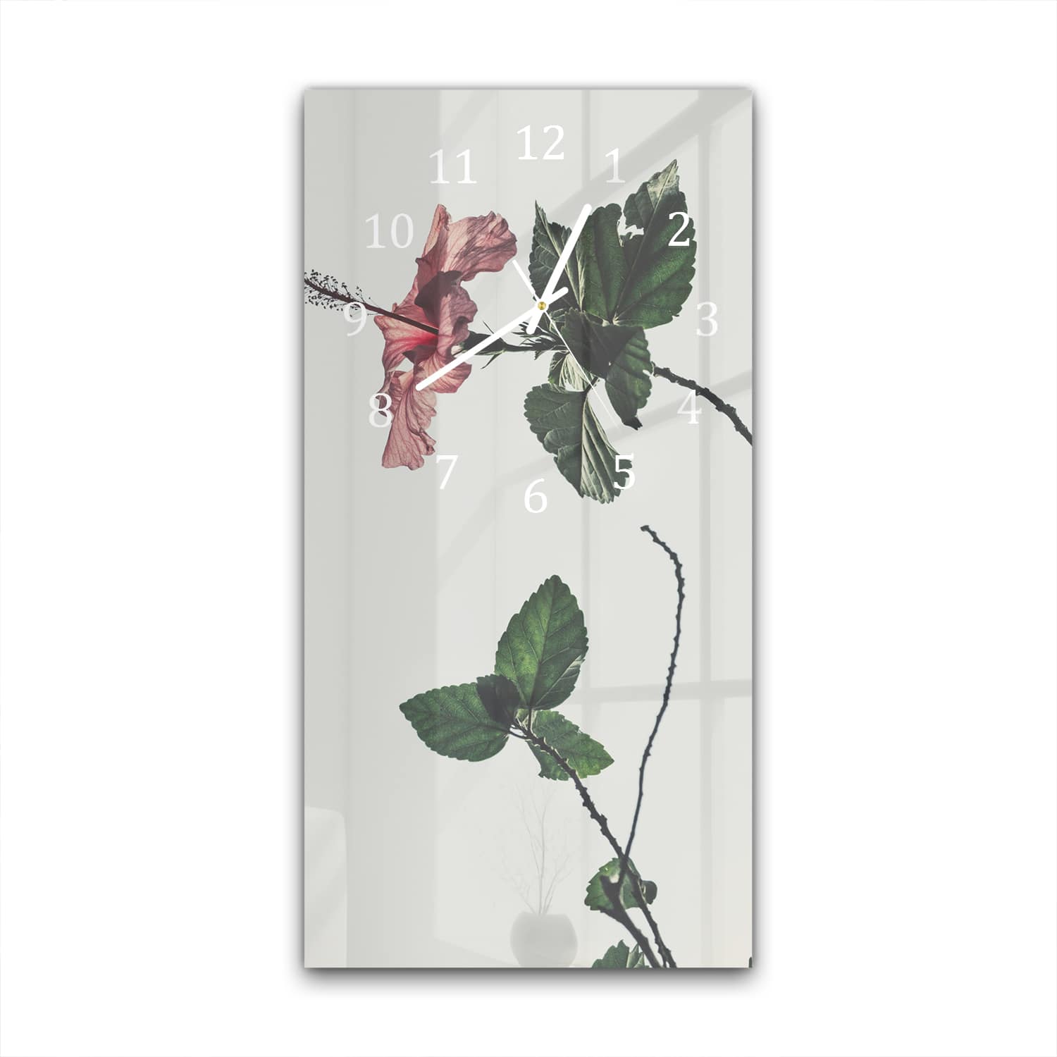 Wandklok 30x60  - Gehard Glas - Elegante Hibiscus