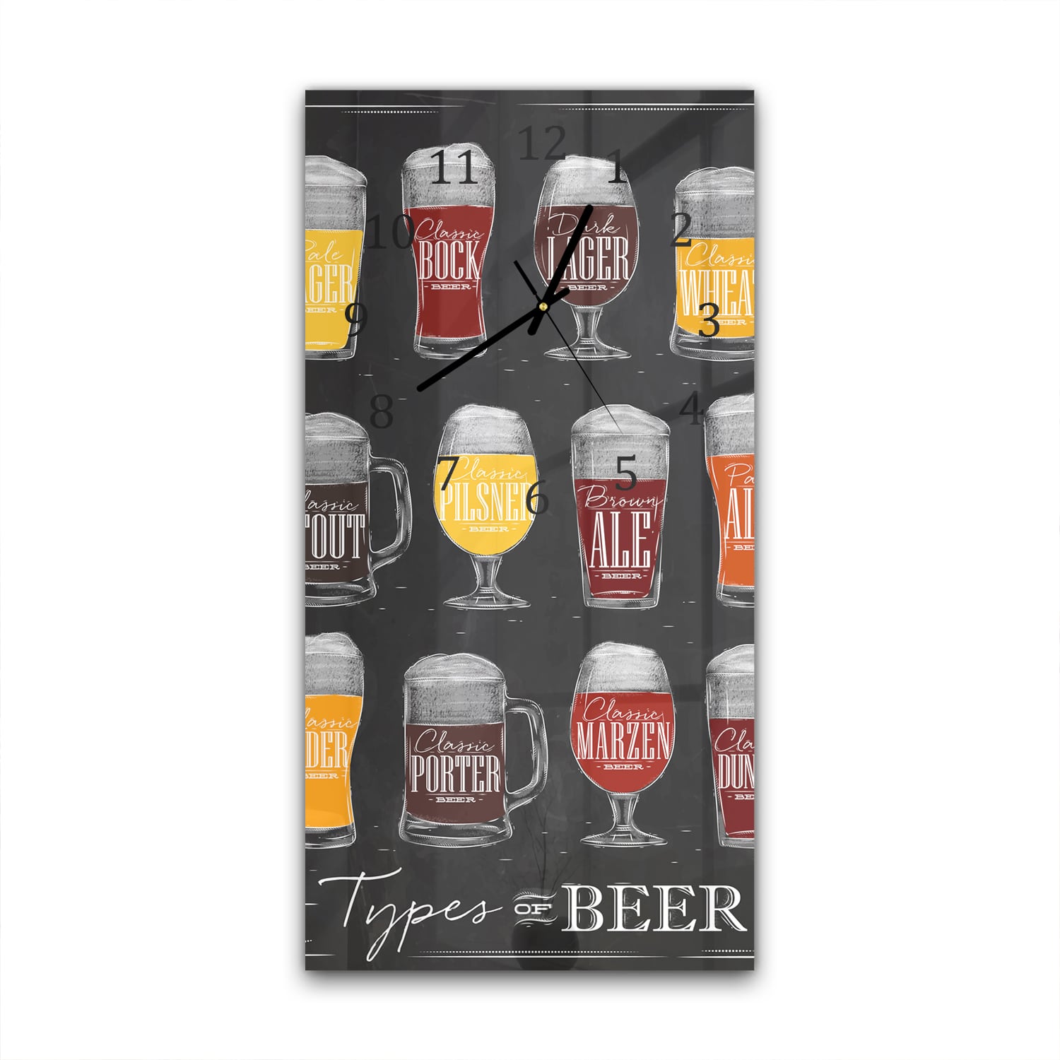 Wandklok 30x60  - Gehard Glas - Soorten Bier