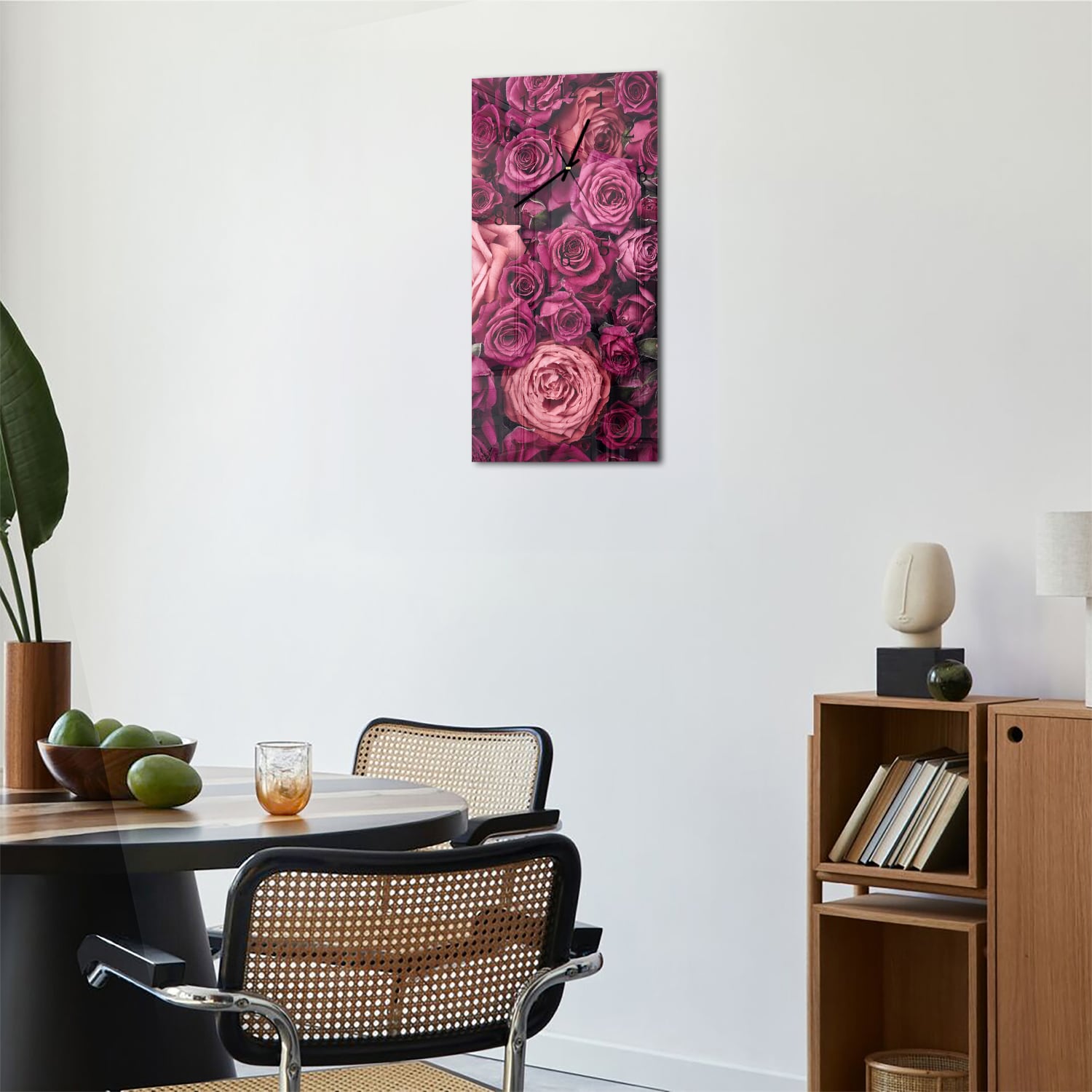 Wandklok 30x60  - Gehard Glas - Achtergronden van Rozen