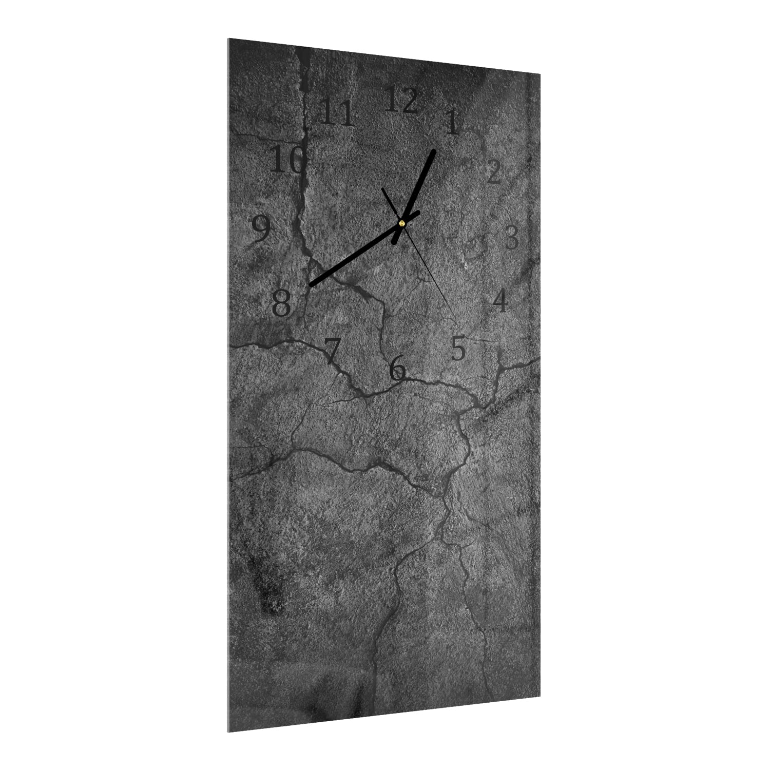 Wandklok 30x60  - Gehard Glas - Zwart Gescheurd Beton