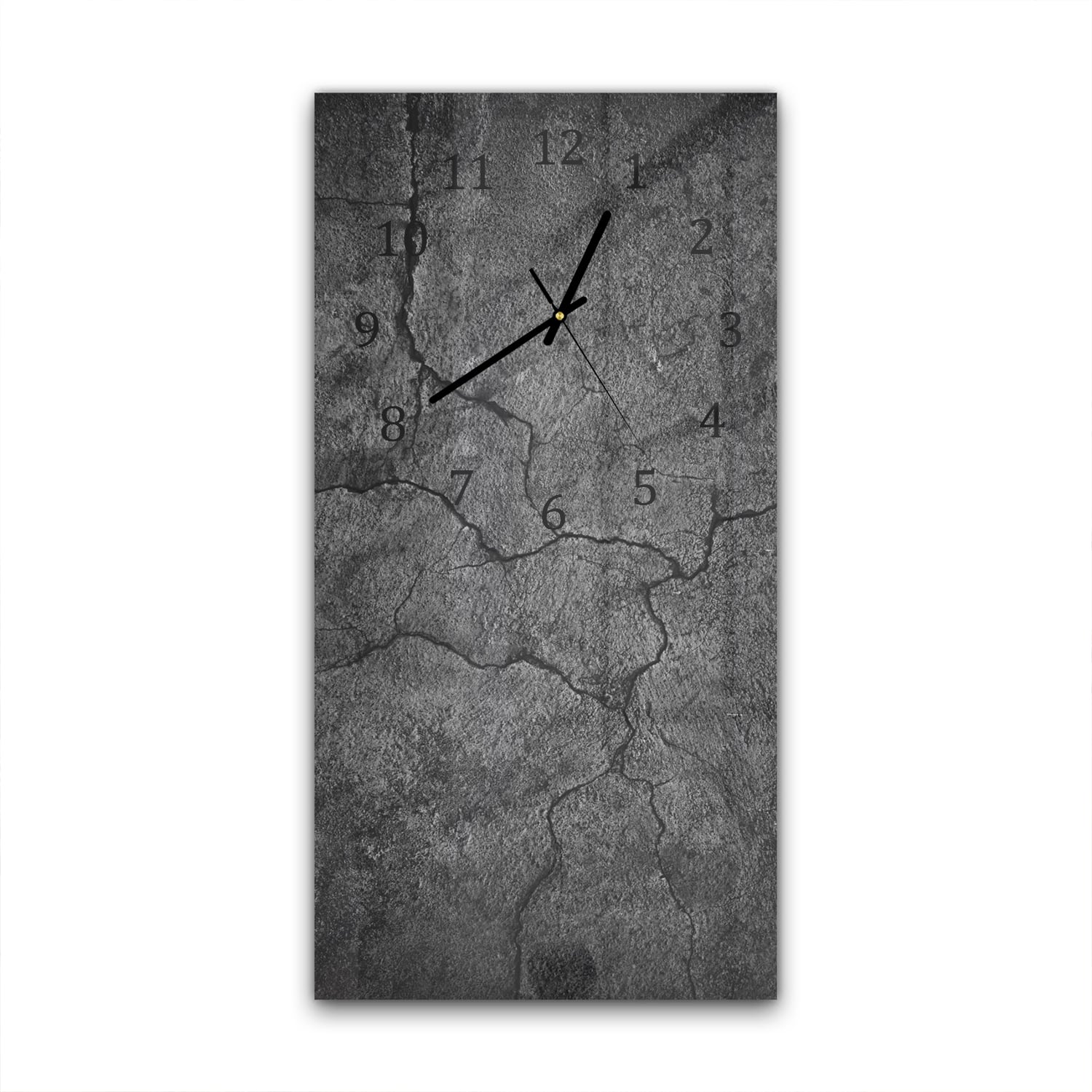 Wandklok 30x60  - Gehard Glas - Zwart Gescheurd Beton
