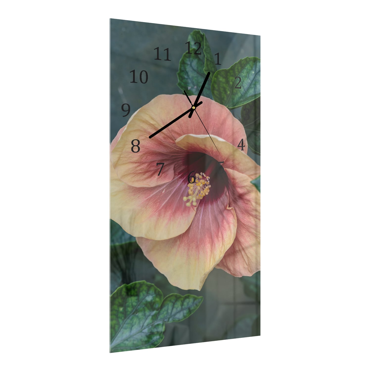 Wandklok 30x60  - Gehard Glas - Tropische Hibiscus