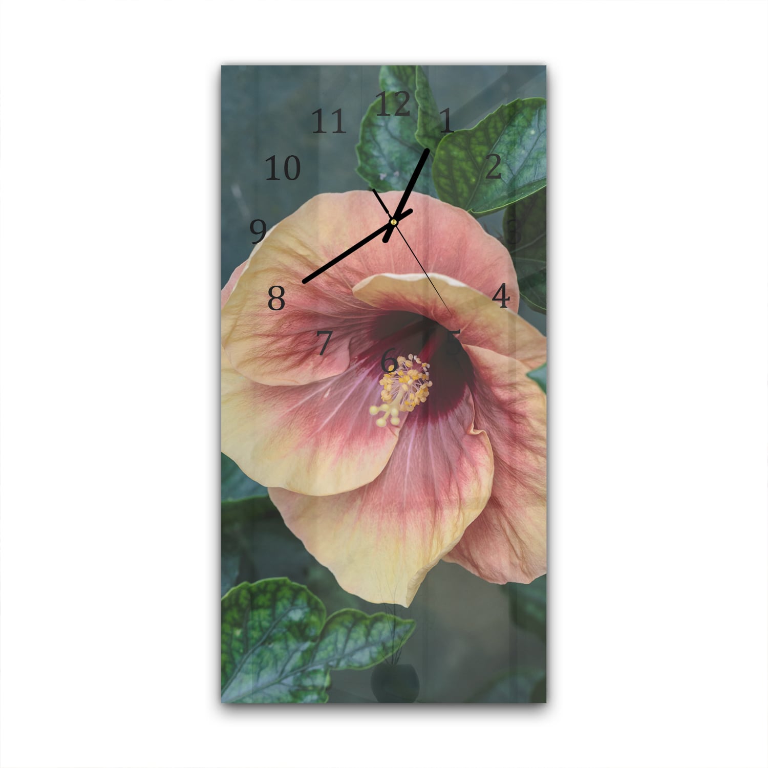 Wandklok 30x60  - Gehard Glas - Tropische Hibiscus