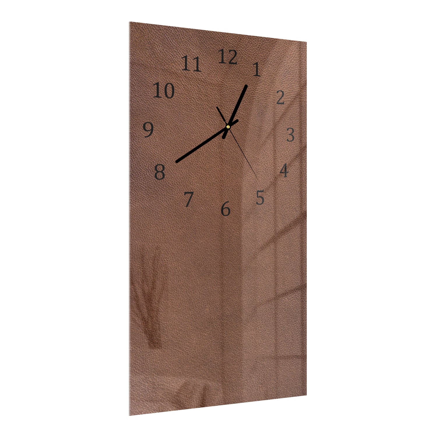 Wandklok 30x60  - Gehard Glas - Bruin Leer