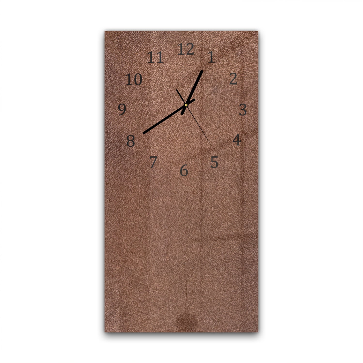 Wandklok 30x60  - Gehard Glas - Bruin Leer