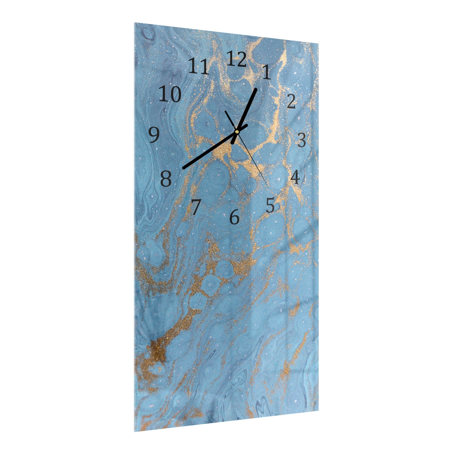 Wandklok 30x60  - Gehard Glas - Goud en Blauw Marmer