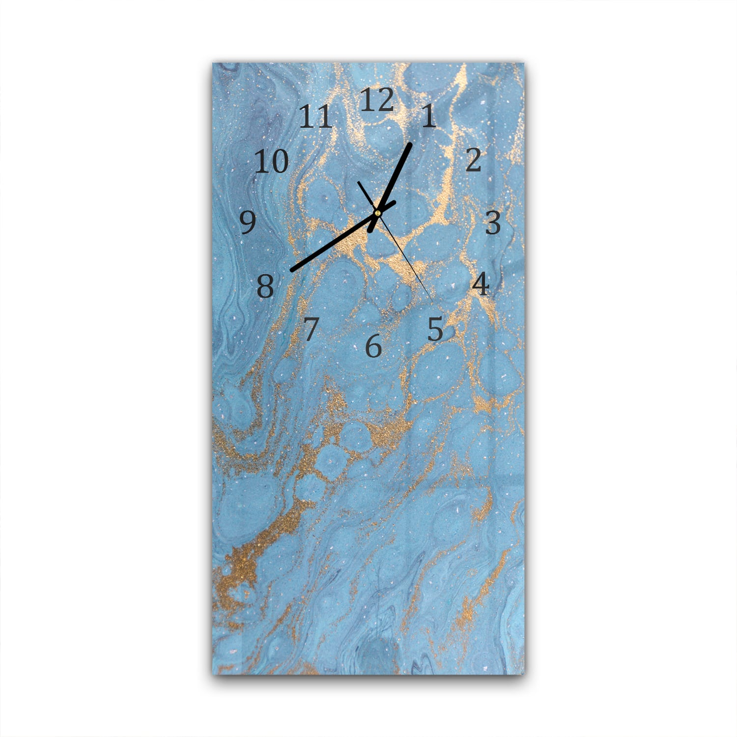 Wandklok 30x60  - Gehard Glas - Goud en Blauw Marmer