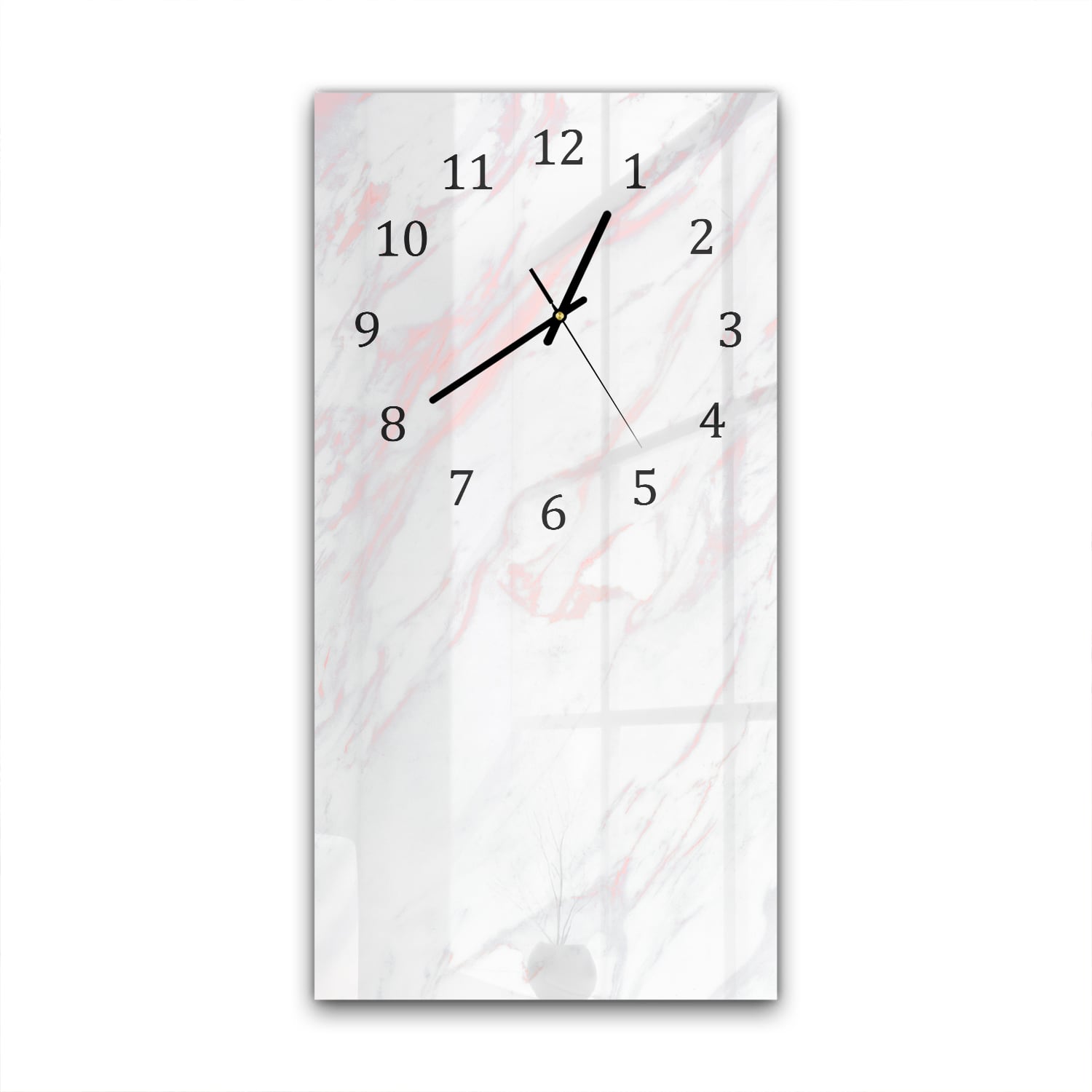 Wandklok 30x60  - Gehard Glas - Roze en Wit Marmer