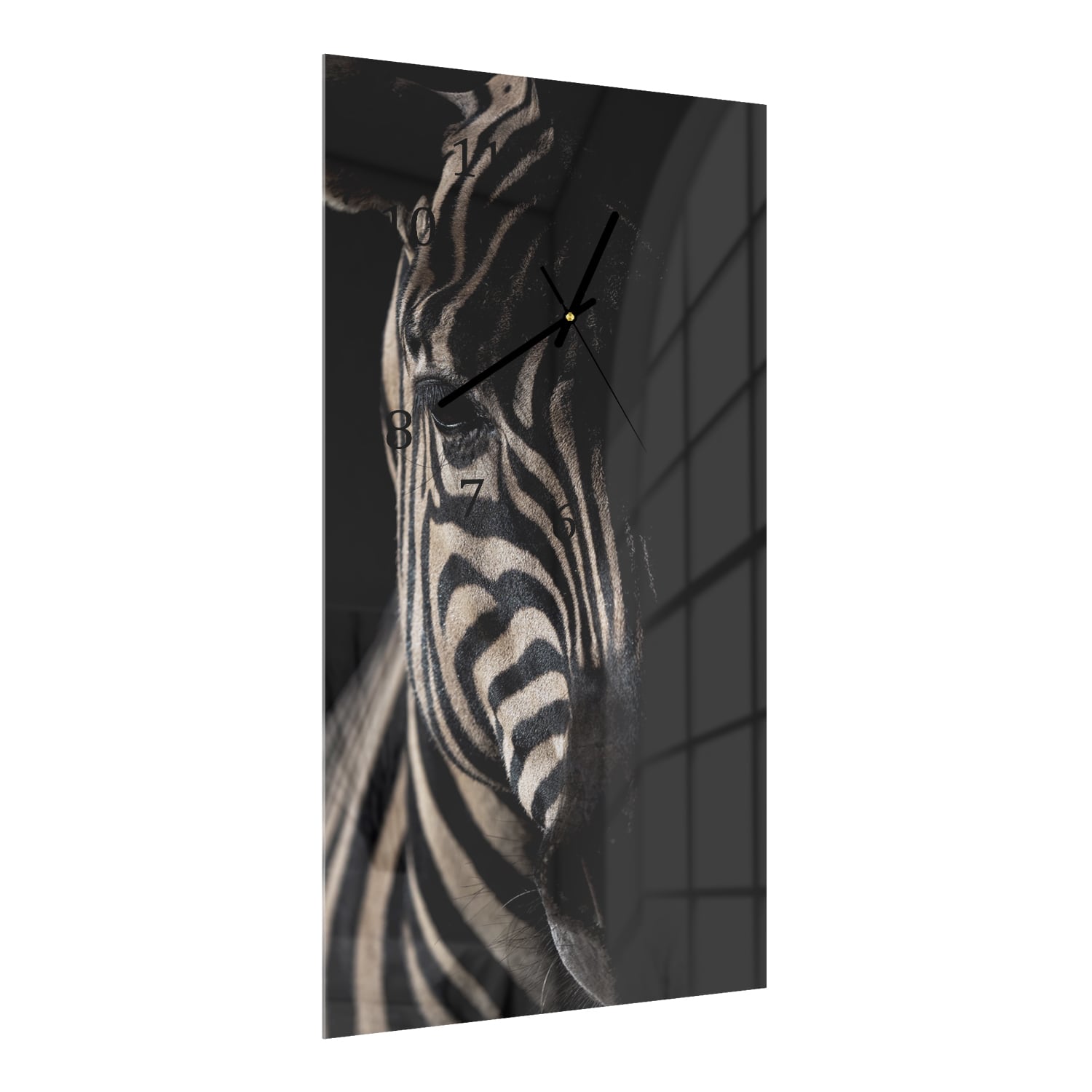 Wandklok 30x60  - Gehard Glas - Zebra in het Donker