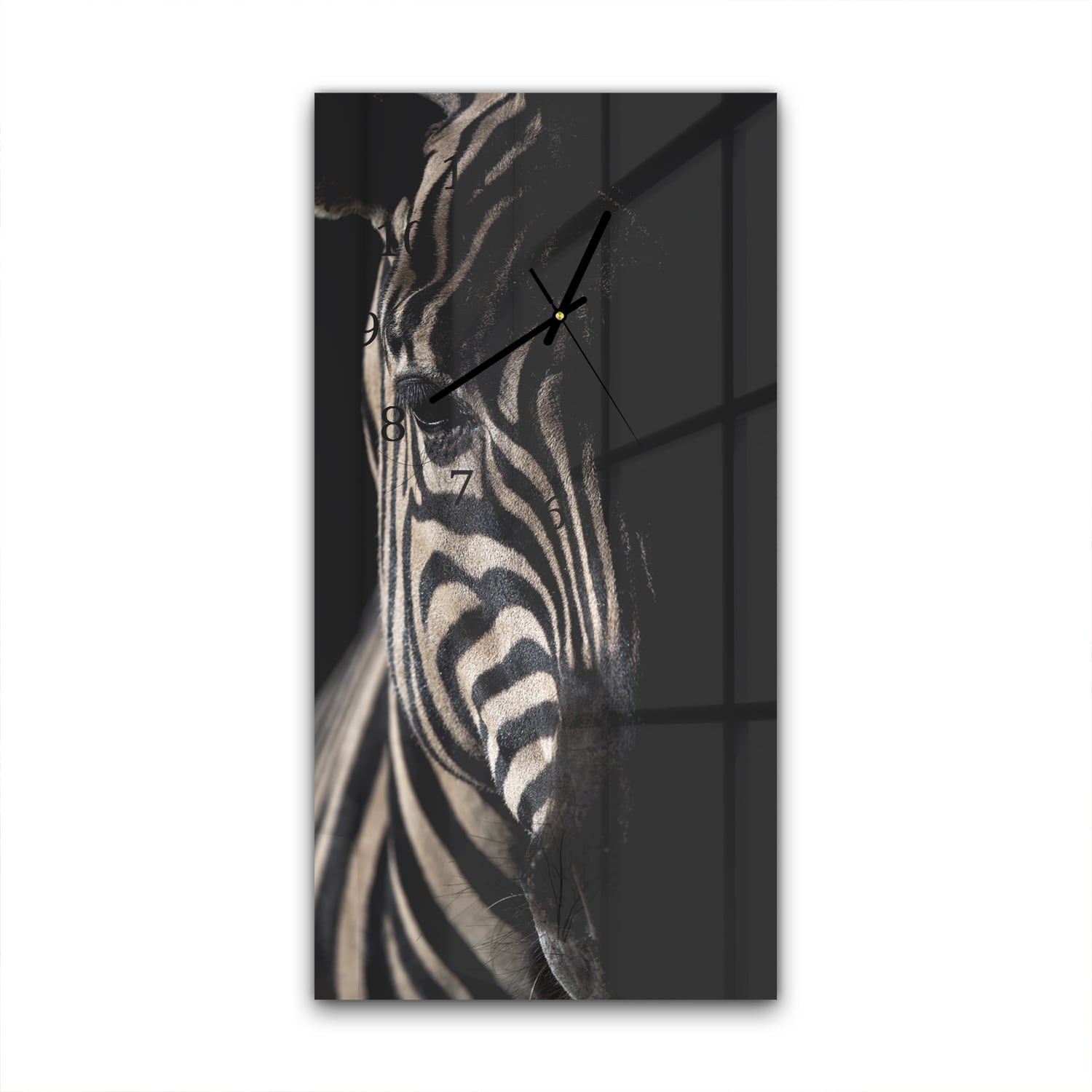 Wandklok 30x60  - Gehard Glas - Zebra in het Donker