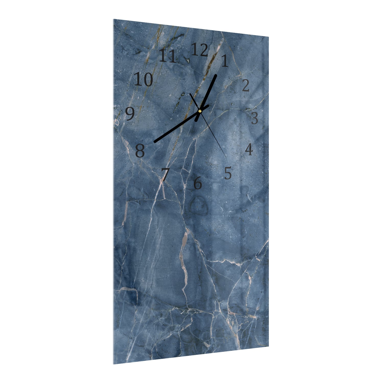 Wandklok 30x60  - Gehard Glas - Oceaanblauw Marmer