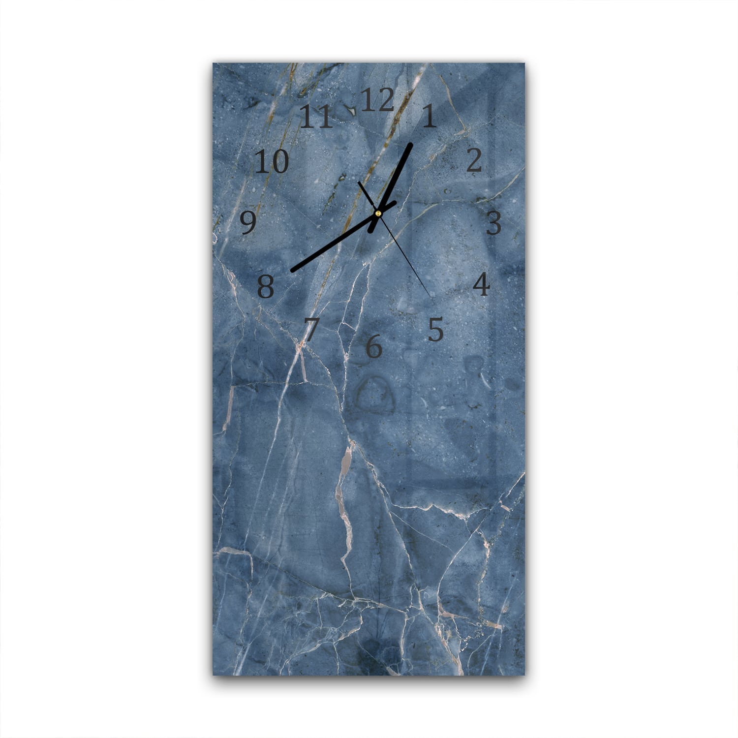 Wandklok 30x60  - Gehard Glas - Oceaanblauw Marmer