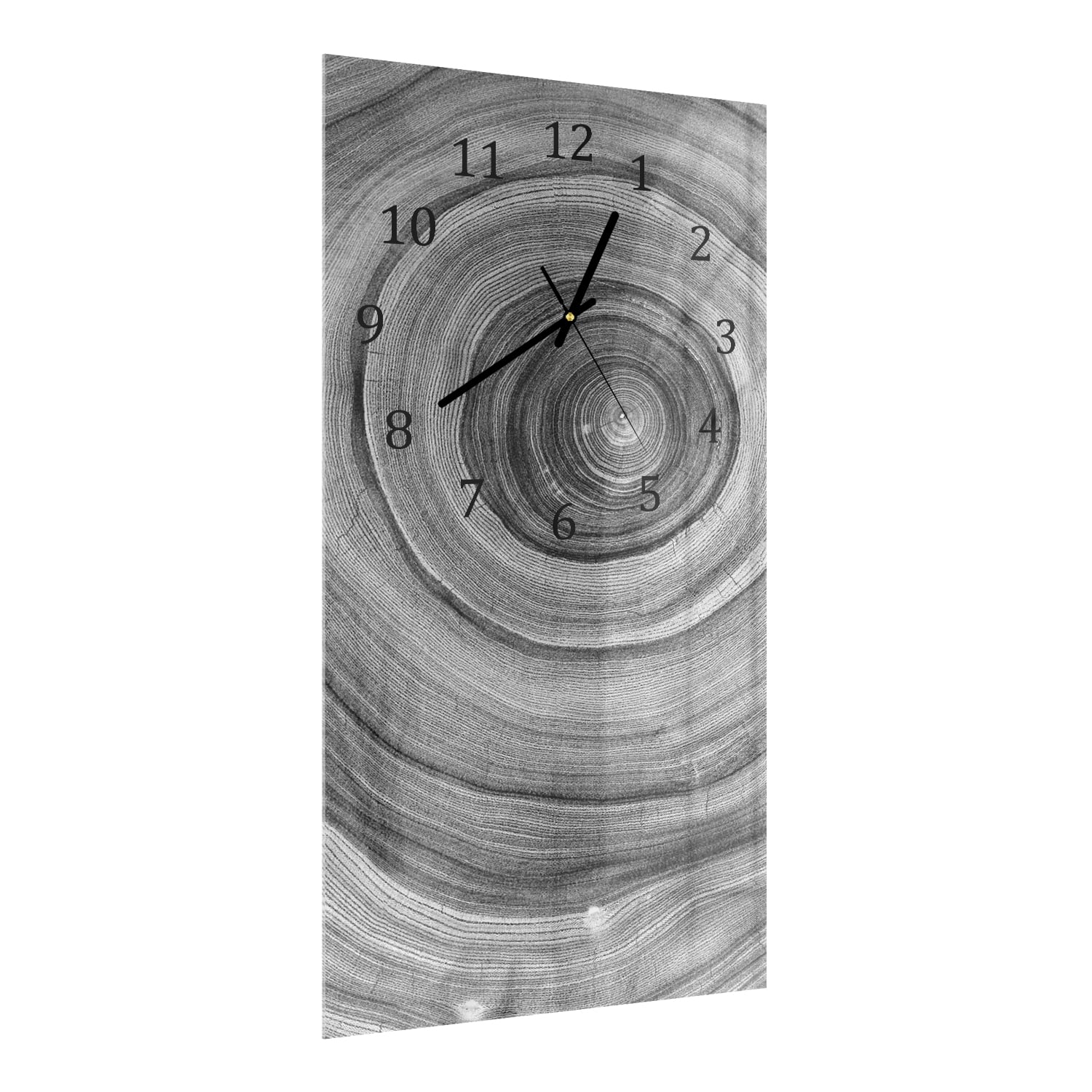 Wandklok 30x60  - Gehard Glas - Zwart-Wit Boomringen