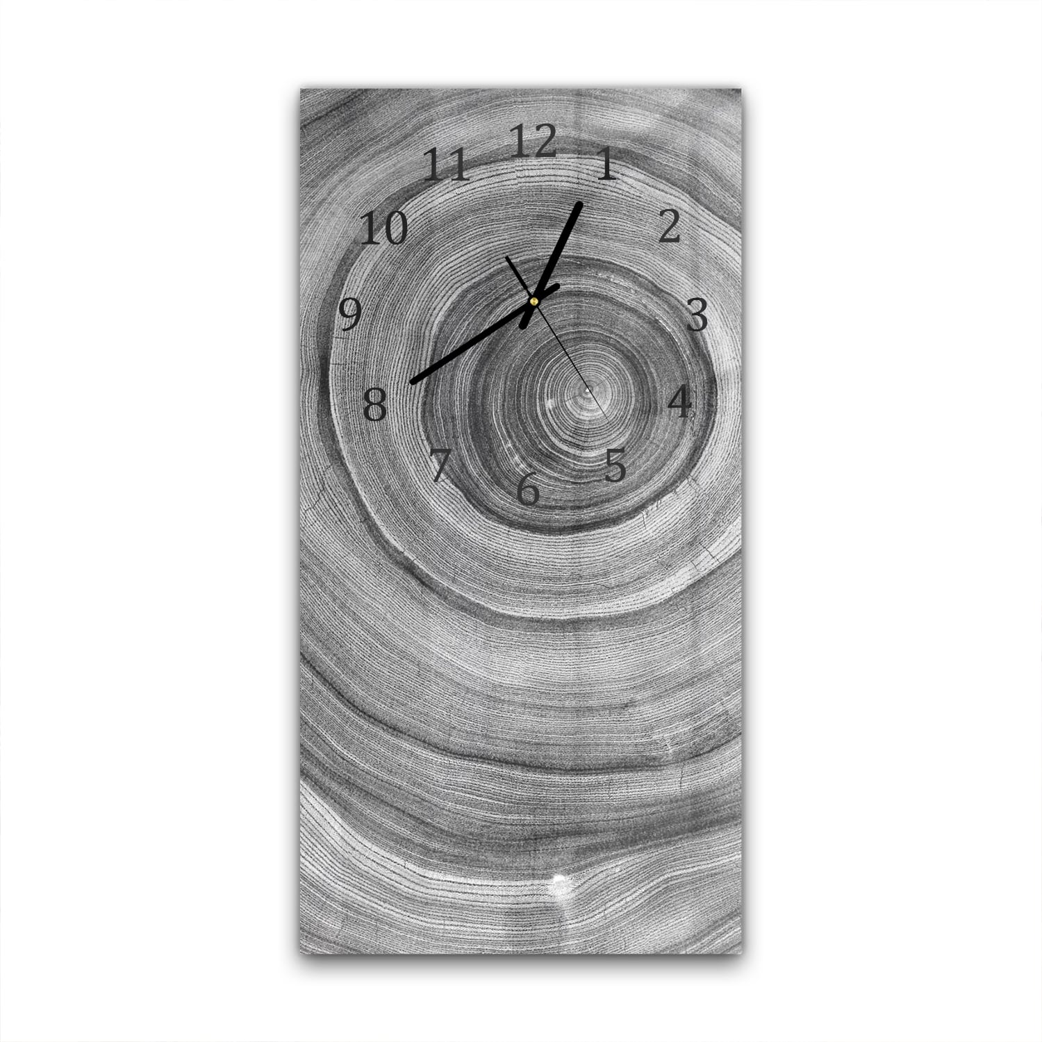 Wandklok 30x60  - Gehard Glas - Zwart-Wit Boomringen