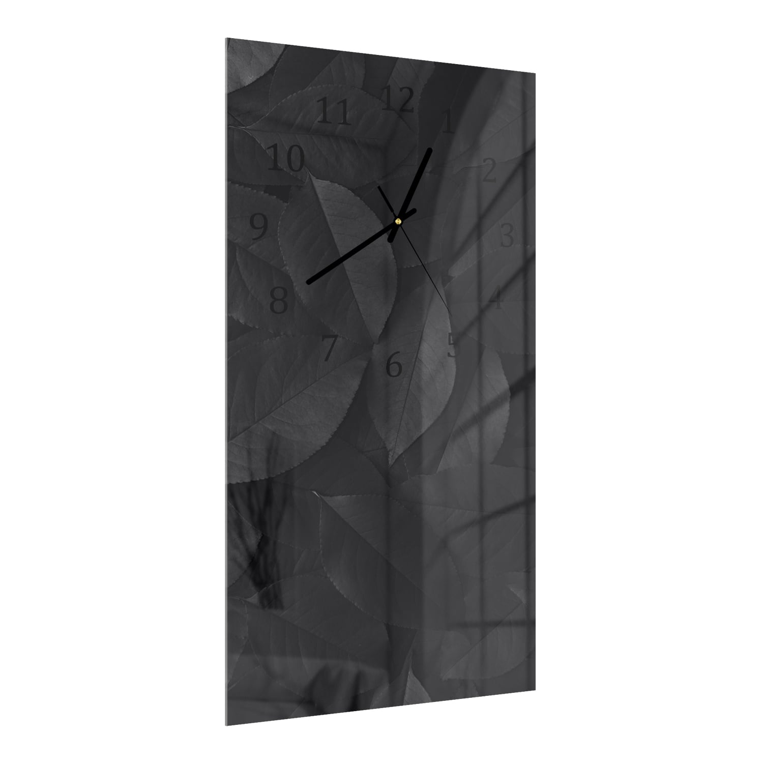 Wandklok 30x60  - Gehard Glas - Zwarte Bladeren