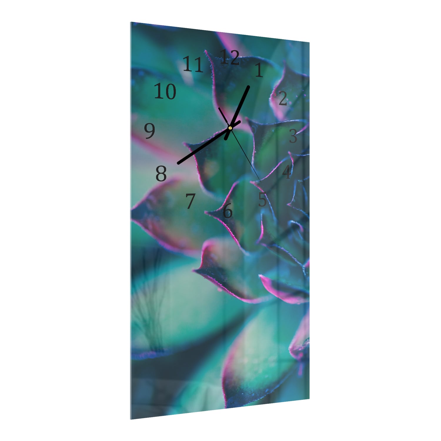 Wandklok 30x60  - Gehard Glas - Kleurrijke Succulent