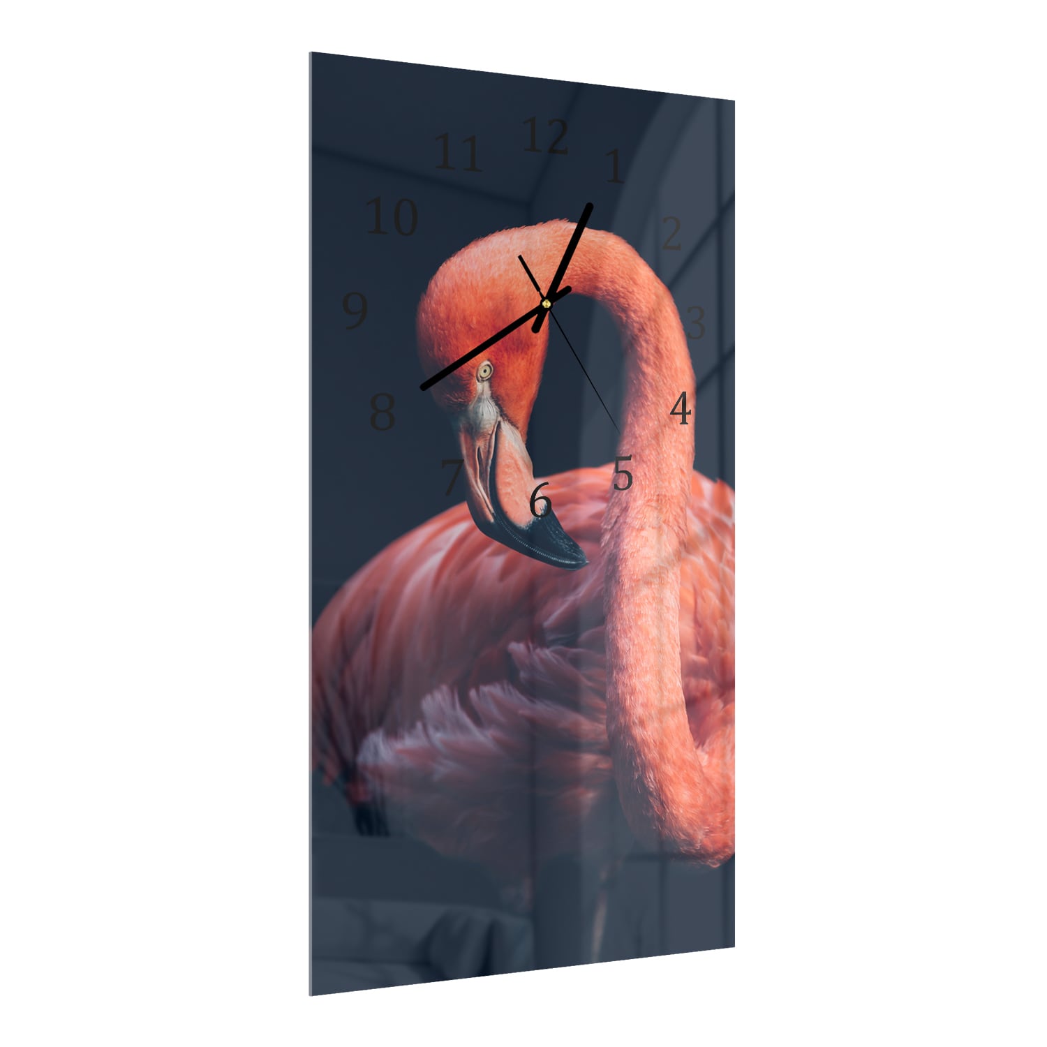 Wandklok 30x60  - Gehard Glas - Roze Flamingo