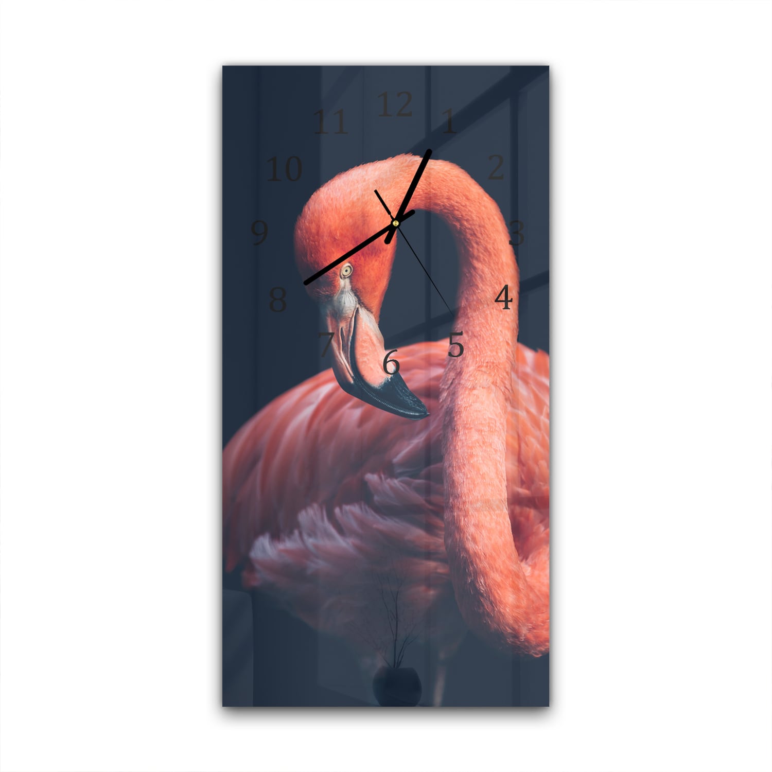 Wandklok 30x60  - Gehard Glas - Roze Flamingo