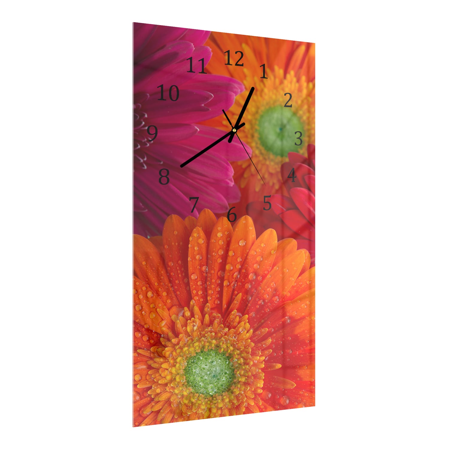 Wandklok 30x60  - Gehard Glas - Stralende Gerbera's