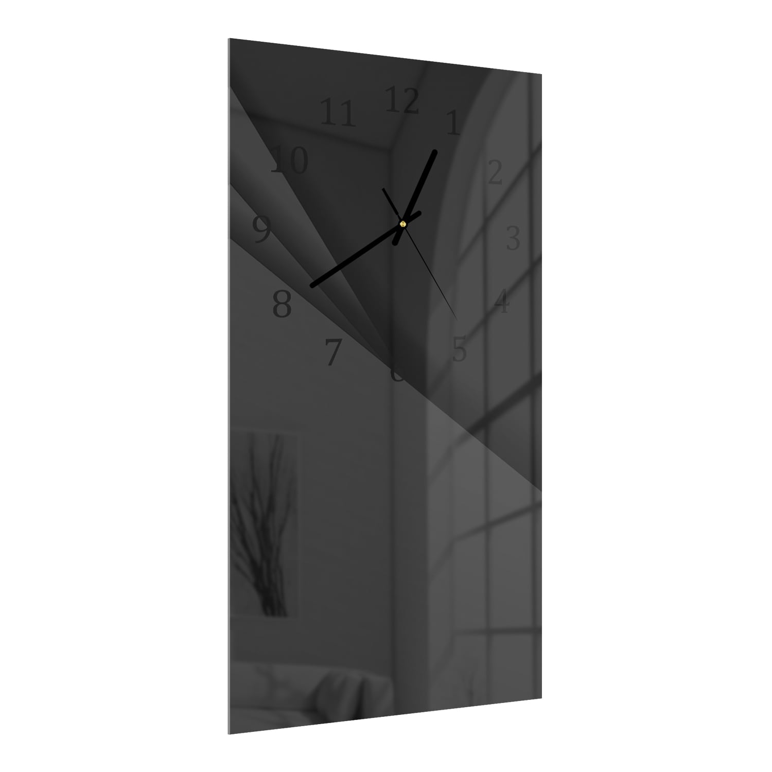 Wandklok 30x60  - Gehard Glas - Zwart met Diepte