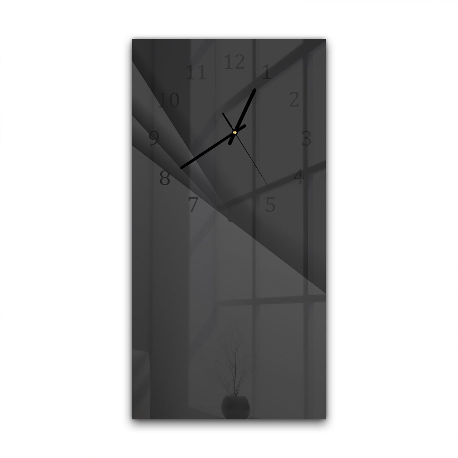 Wandklok 30x60  - Gehard Glas - Zwart met Diepte