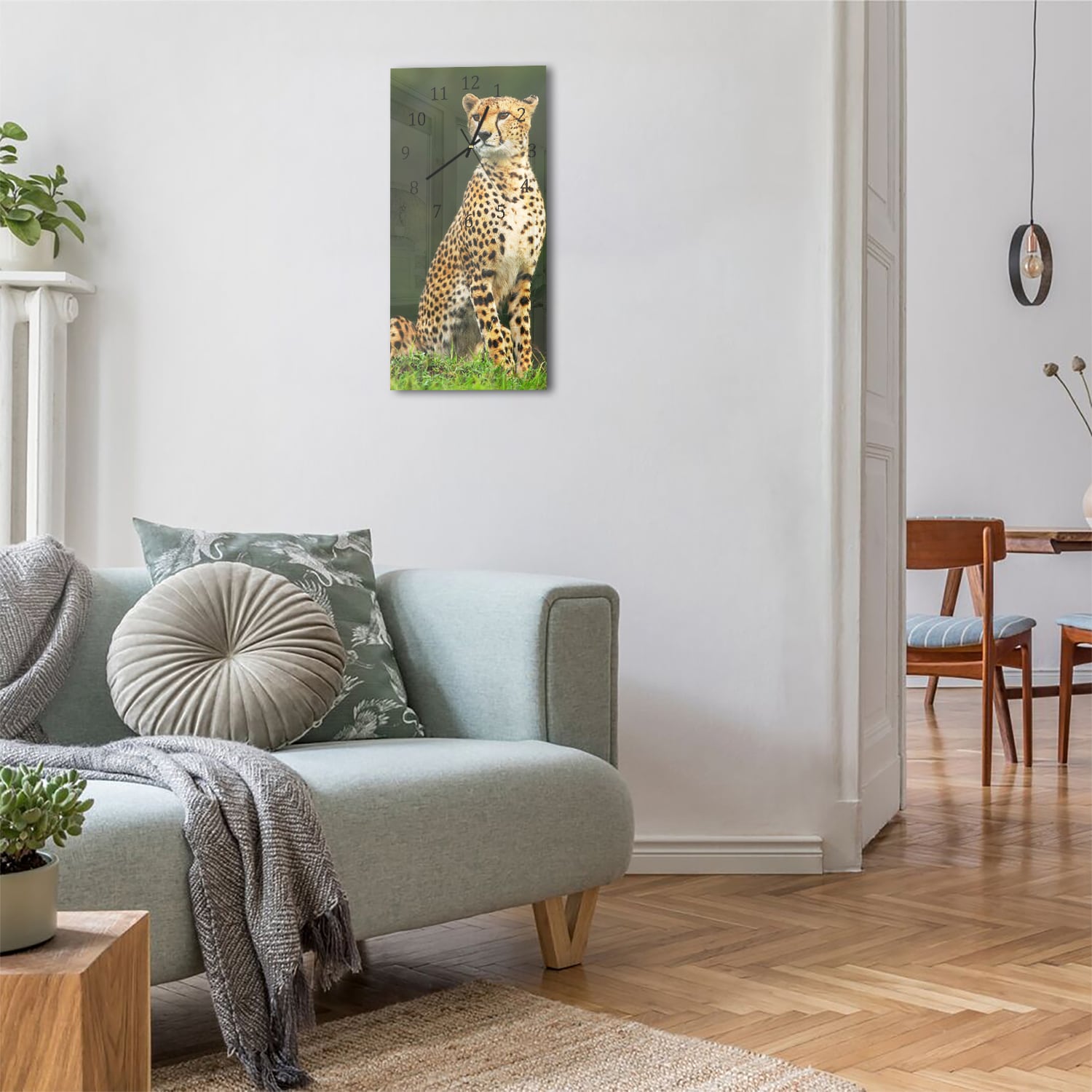 Wandklok 30x60  - Gehard Glas - Wilde Cheetah