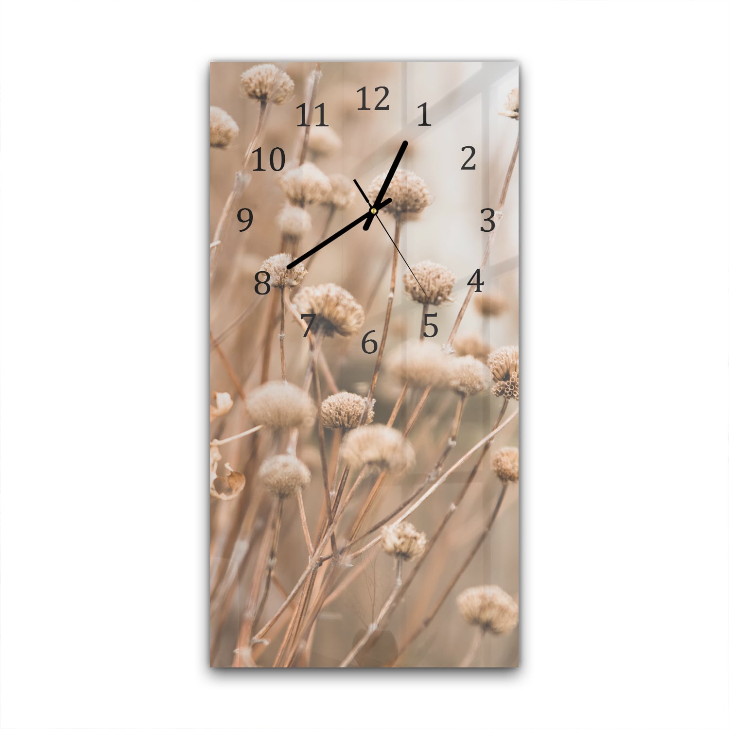 Wandklok 30x60  - Gehard Glas - Winterse Droogbloemen