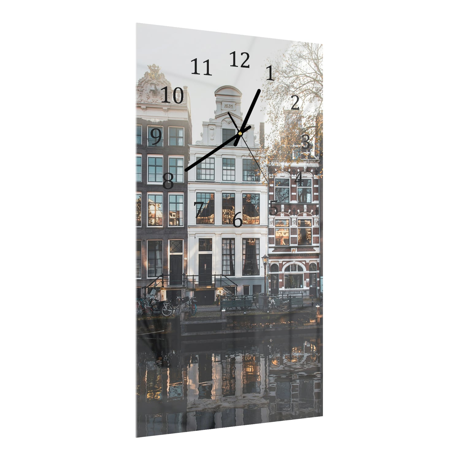 Wandklok 30x60  - Gehard Glas - Amsterdamse Grachtenpanden