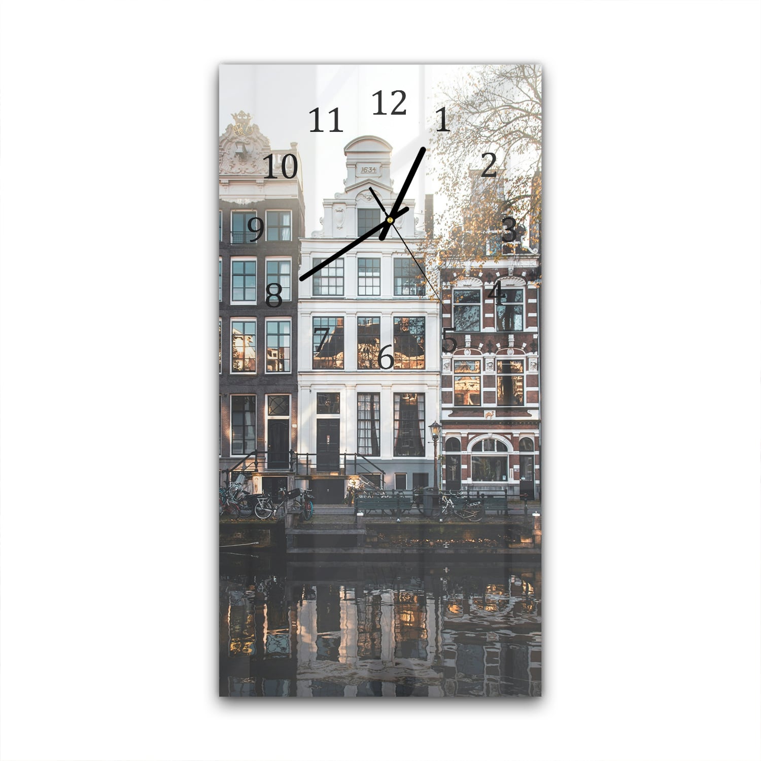 Wandklok 30x60  - Gehard Glas - Amsterdamse Grachtenpanden