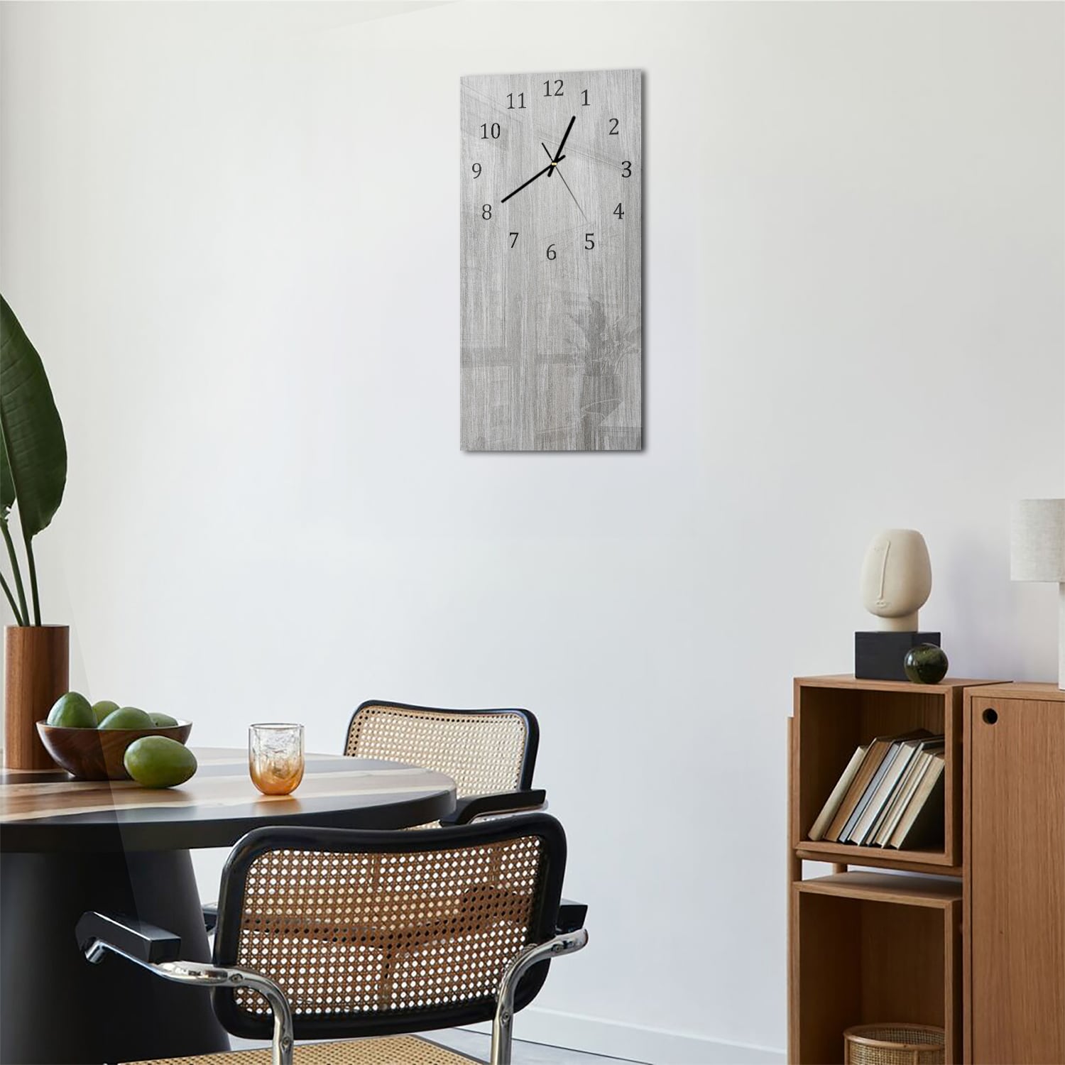 Wandklok 30x60  - Gehard Glas - Grijs Hout Close-Up