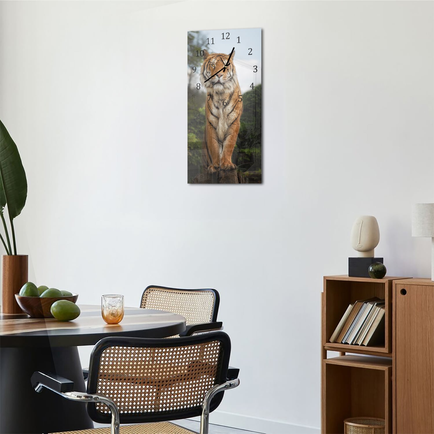Wandklok 30x60  - Gehard Glas - Bengaalse Tijger op een Rots